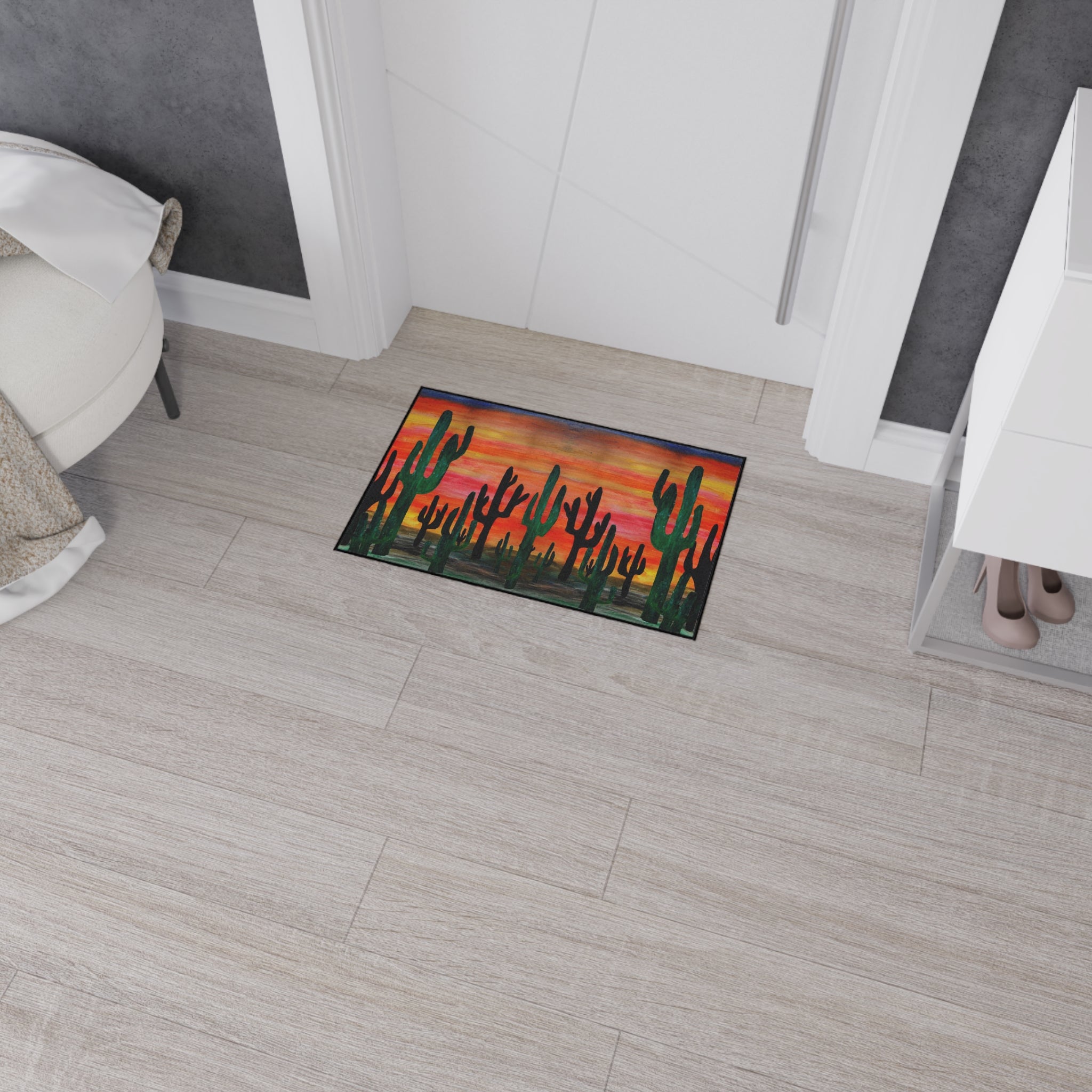 Desert Sunset Cactus Floor Mat