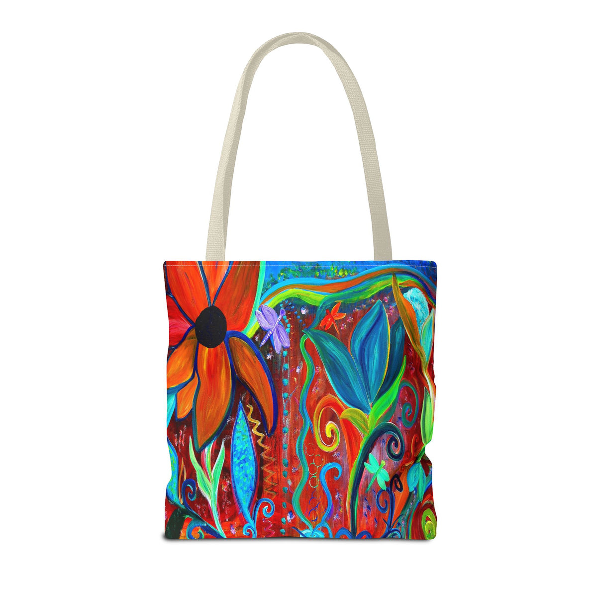 Floral Artsy Tote Bag — Vibrant Hand-Painted Garden Print All-Over-Print Tote
