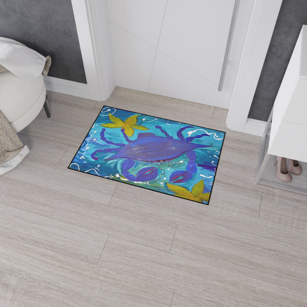 Beach Crab Island and starfish Heavy-Duty Floor Mat — Vibrant Coastal Entry Rug