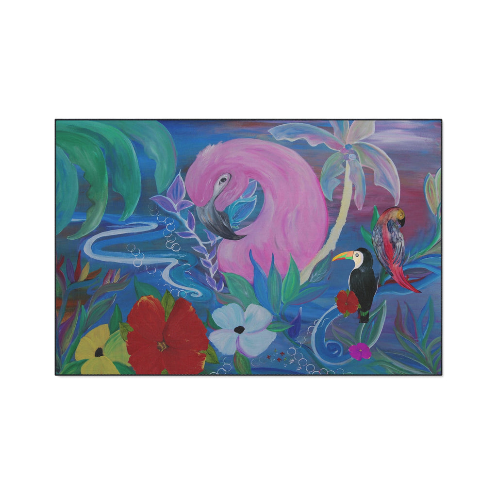 Tropical Flamingo Floor Mat — Colorful Jungle Bird Doormat