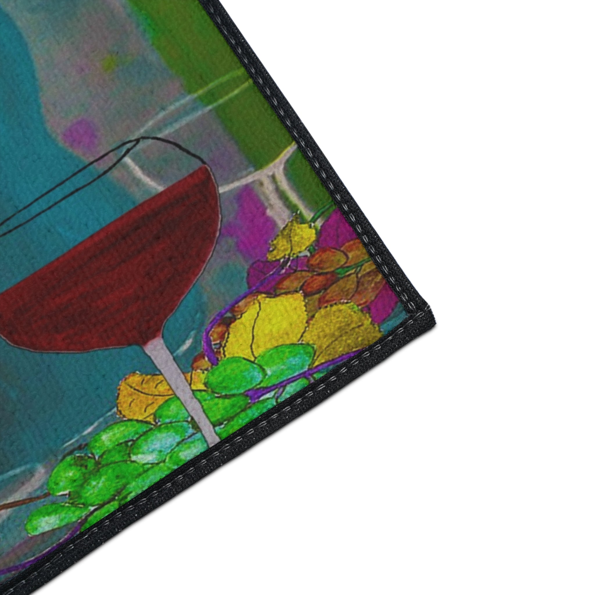 Wine & Grapes Heavy Duty Floor Mat — Colorful Vineyard Kitchen Rug