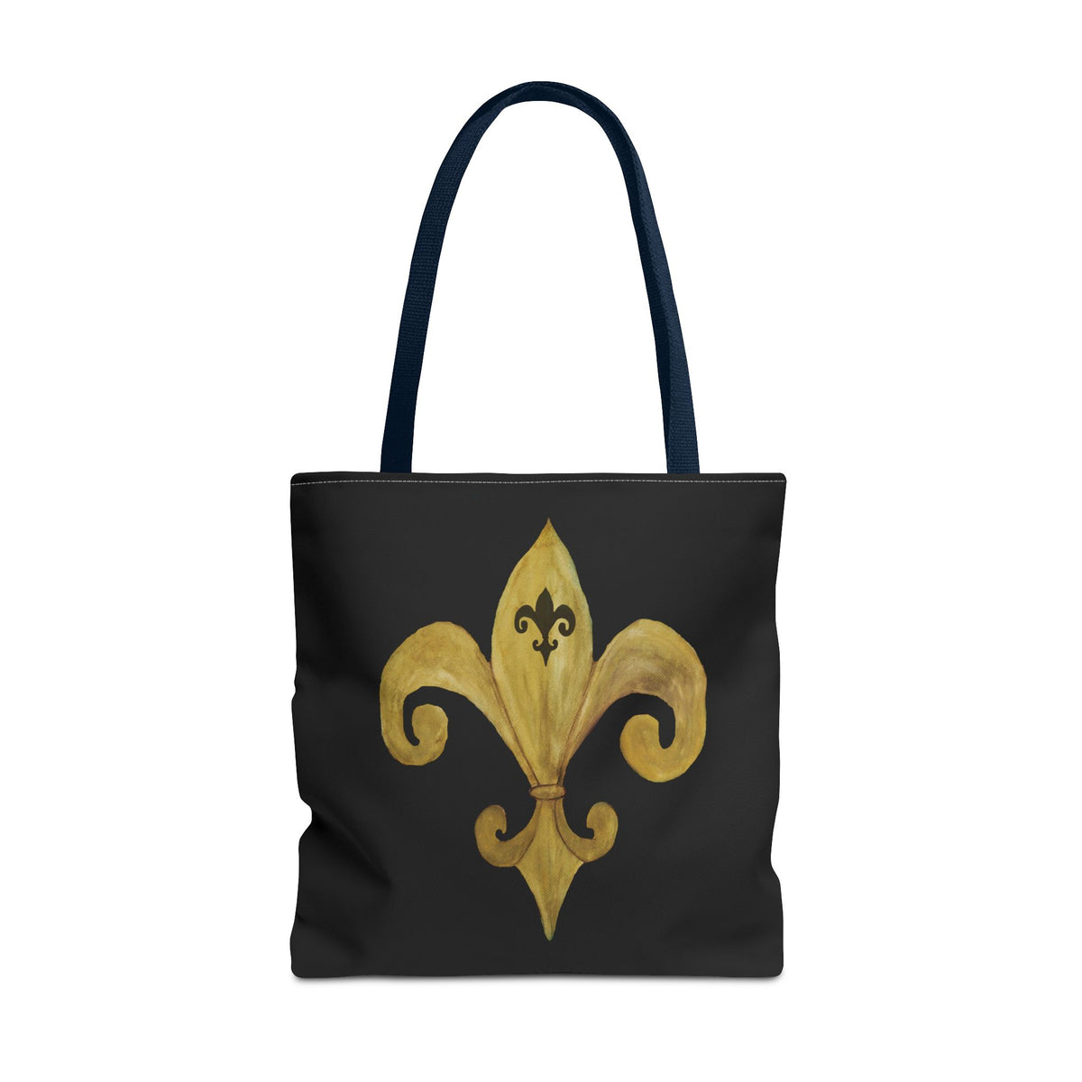 Fleur-de-Lis Gold Tote Bag – Elegant Black All-Over Print Tote