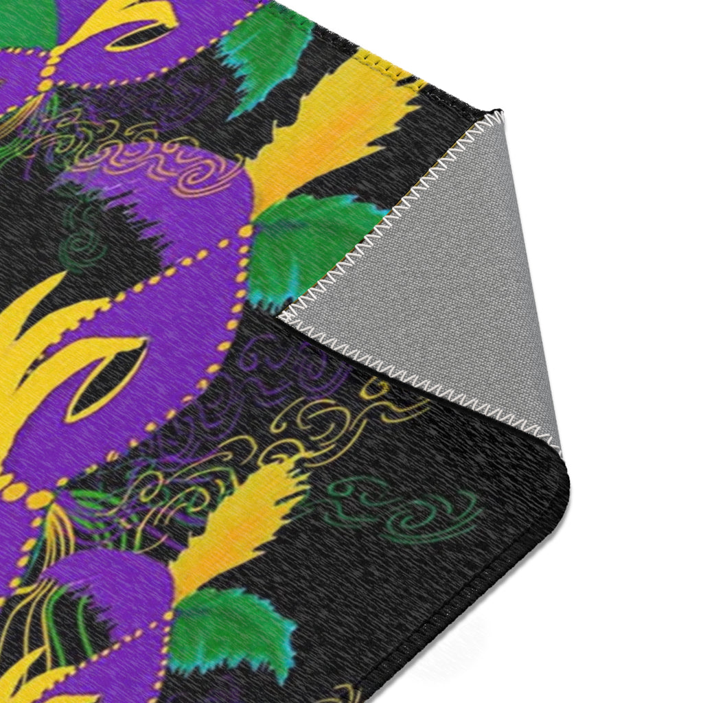 Mardi Gras Fleur-de-Lis Area Rug — Purple, Green & Gold Carnival Design