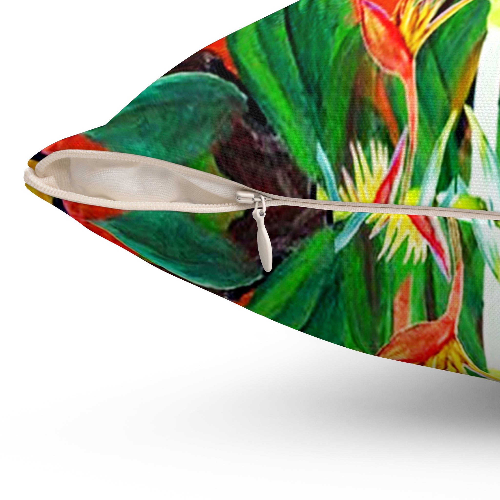 Square Pillow — Tropical Parrot 'It's 5 O'Clock Somewhere' Cocktail Design