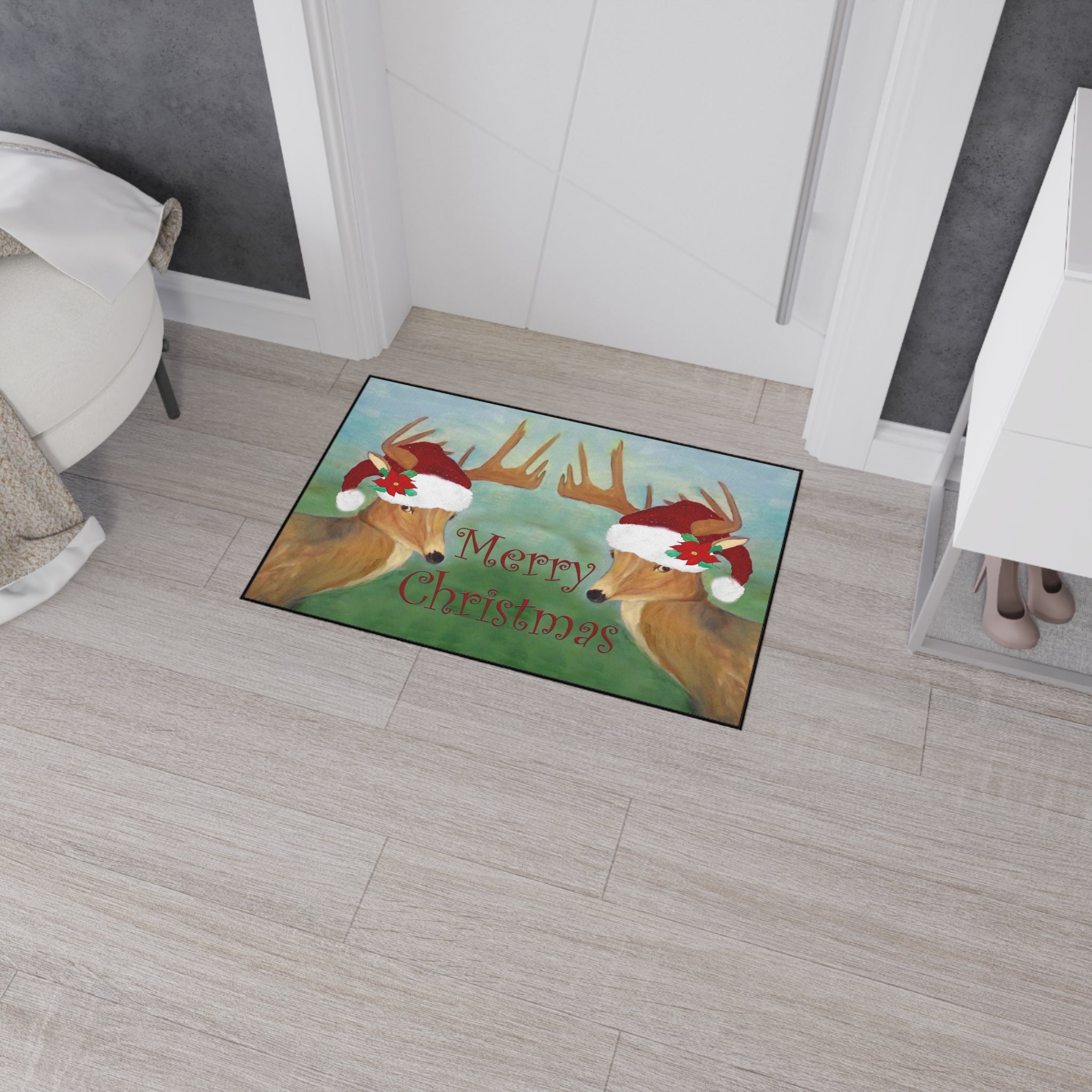 Christmas Deer Floor Mat — Merry Christmas Holiday Doormat