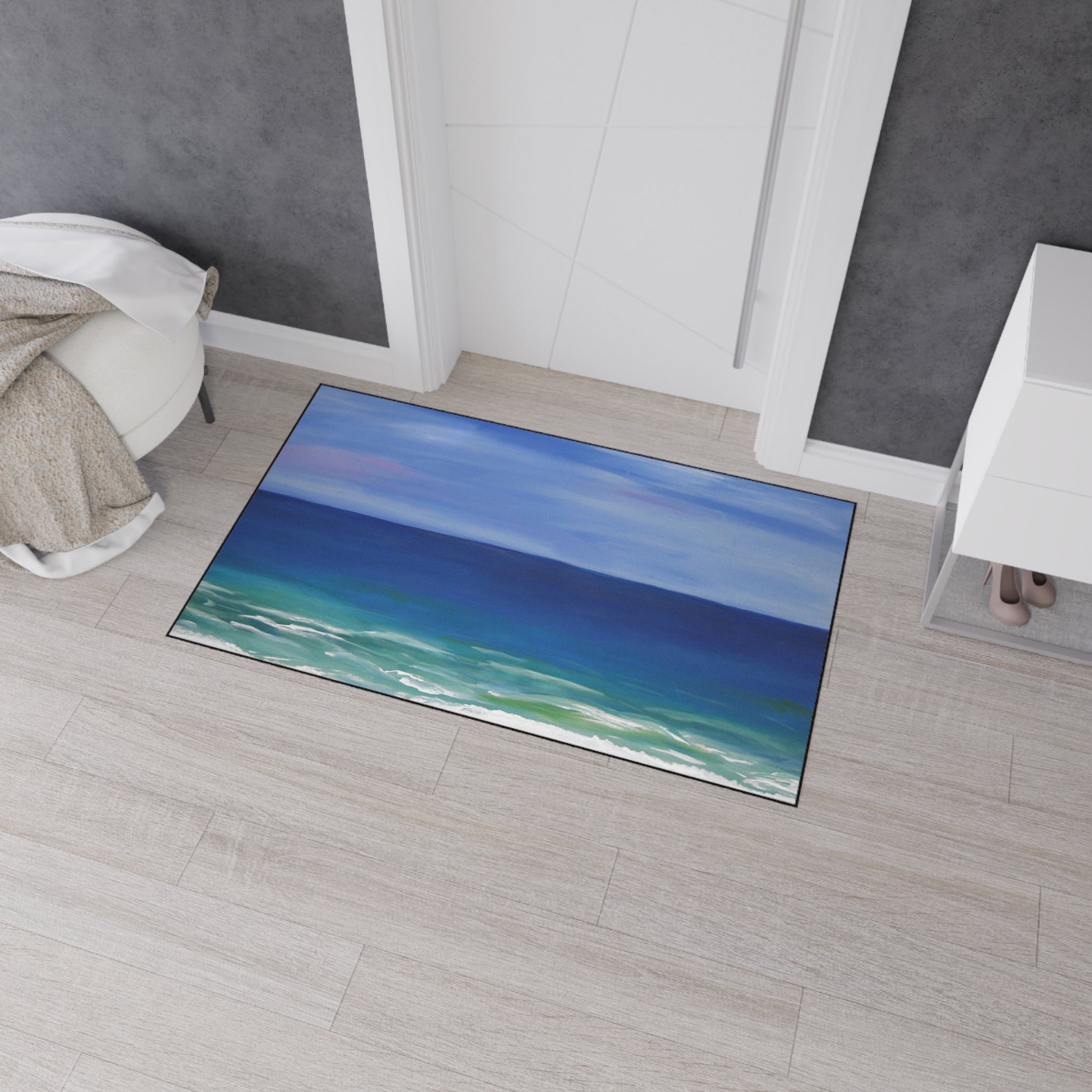 Coastal Beautiful Beach Heavy-Duty Floor Mat — Ocean Beach Seascape Entry Rug