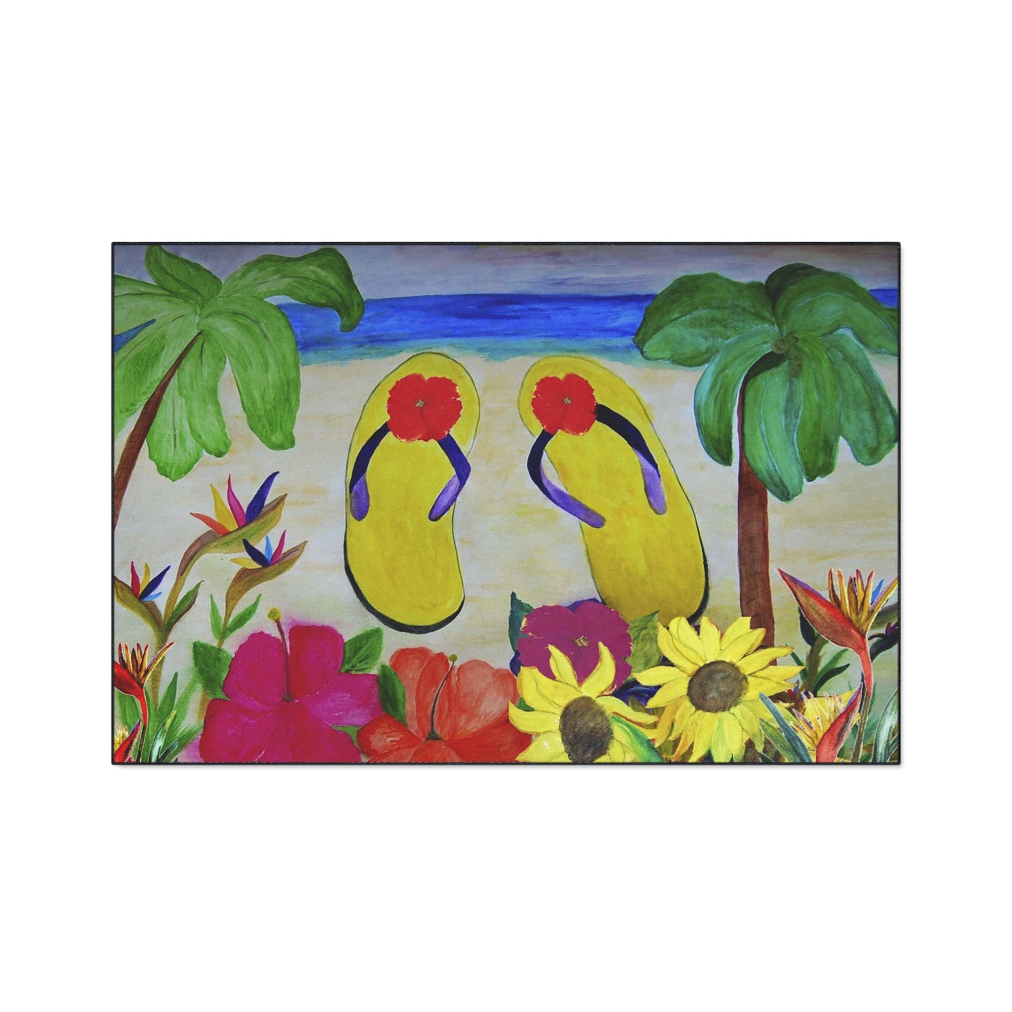 Tropical Flip Flop Doormat – Heavy Duty Beach Floor Mat