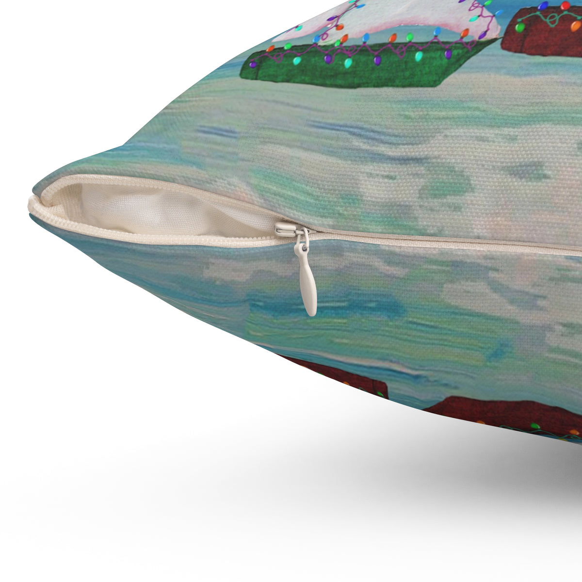 Merry Christmas Sailboat Pillow — Coastal Holiday Decorative Throw Pillow