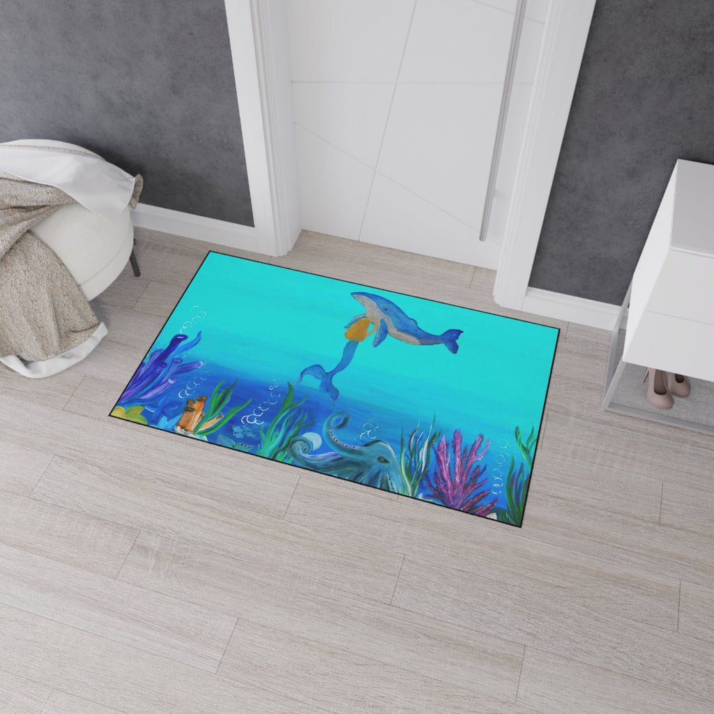 Underwater Mermaid and Whale Floor Mat — Ocean Wildlife Heavy Duty Doormat