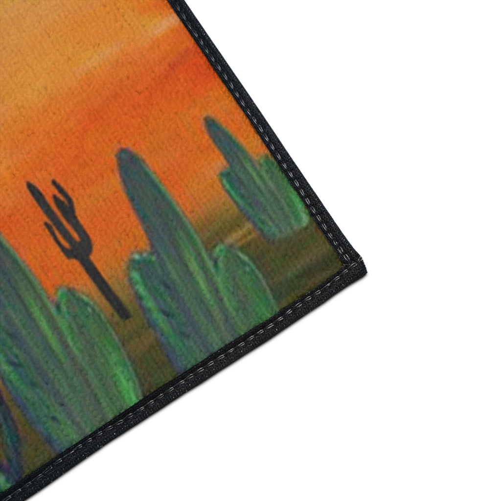 Desert Sunset Cactus Flowers Floor Mat