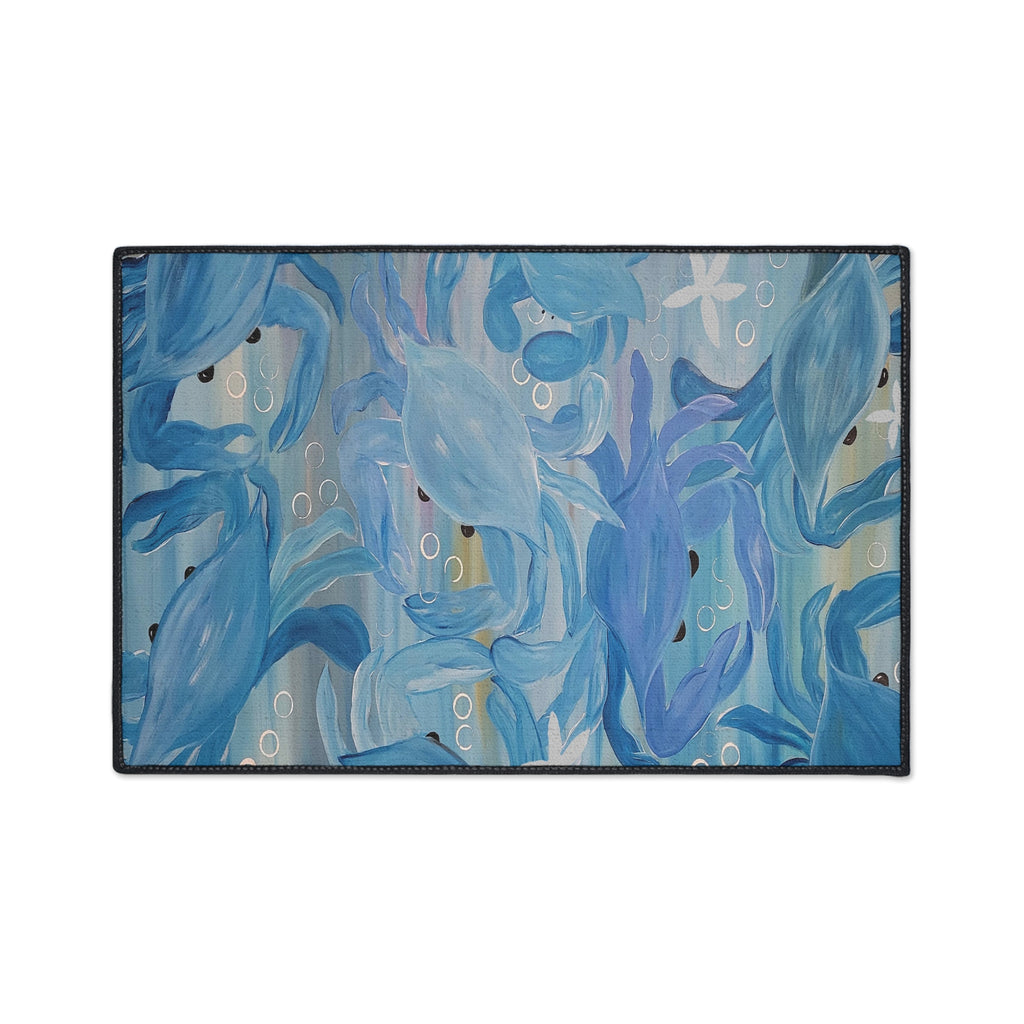 Blue Crab party Ocean Waves Heavy-Duty Floor Mat — Abstract Seascape Entrance Mat