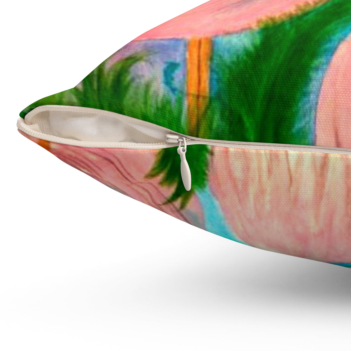 Pink Flamingo Tropical Pillow - Decorative Square Throw Cushion