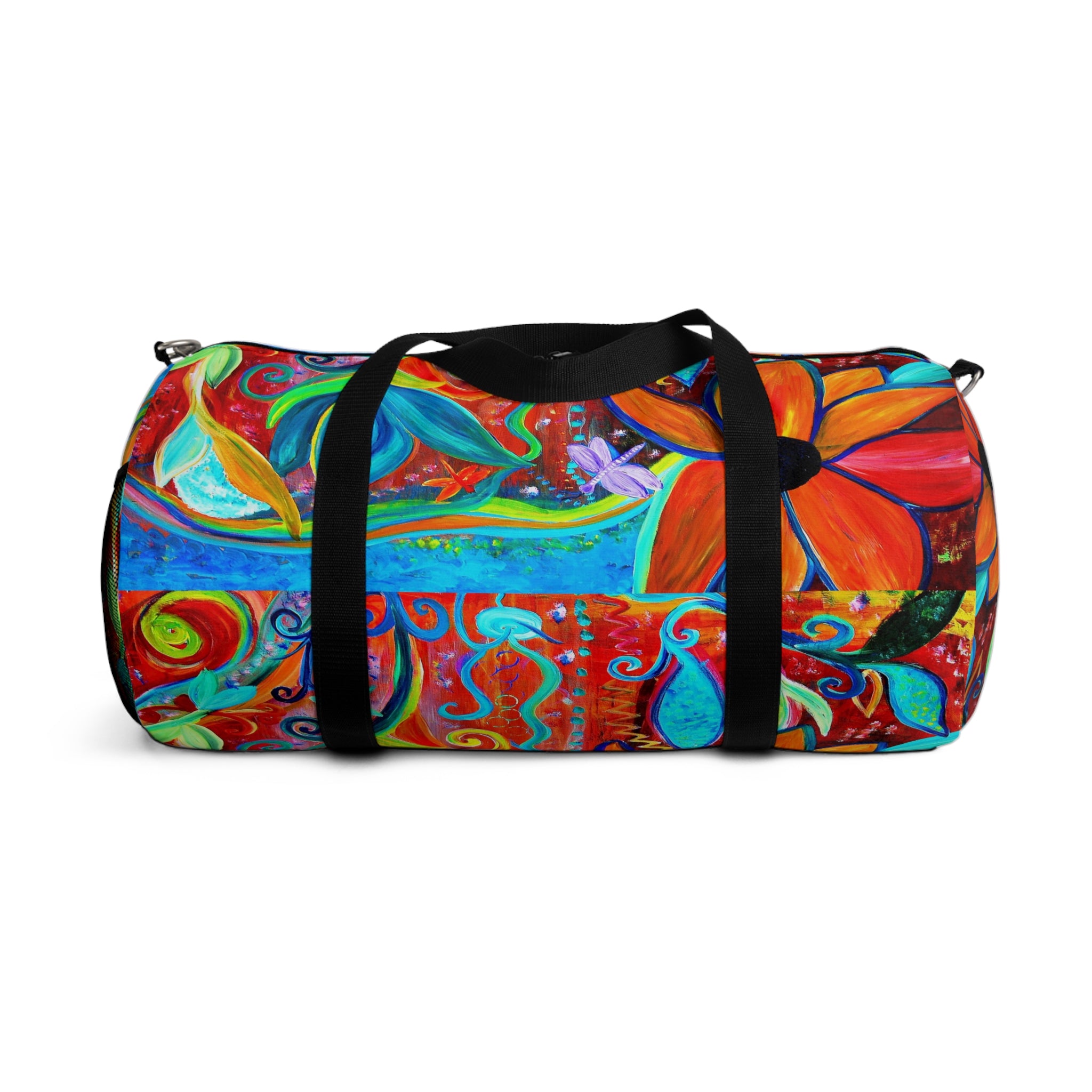 Vibrant Floral Art Duffel Bag — Colorful Abstract Travel & Gym Bag