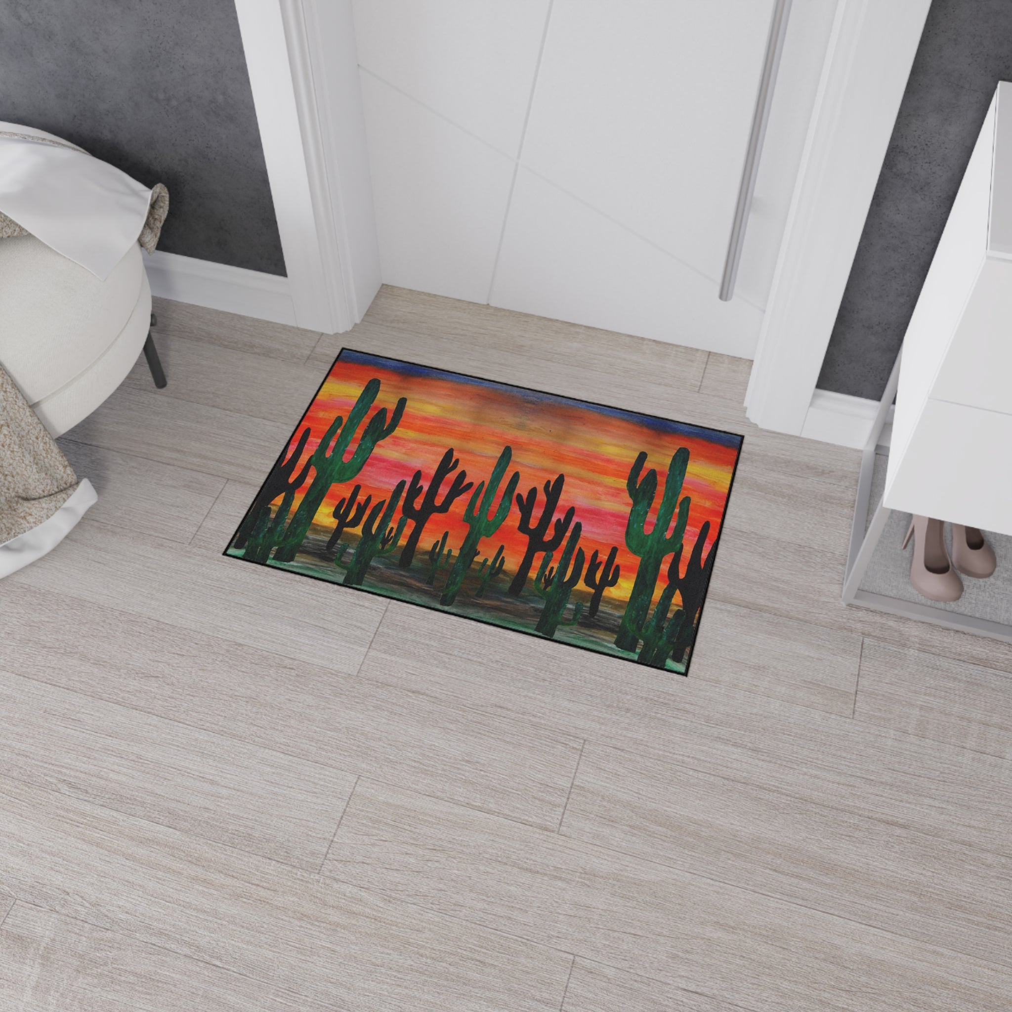 Desert Sunset Cactus Floor Mat