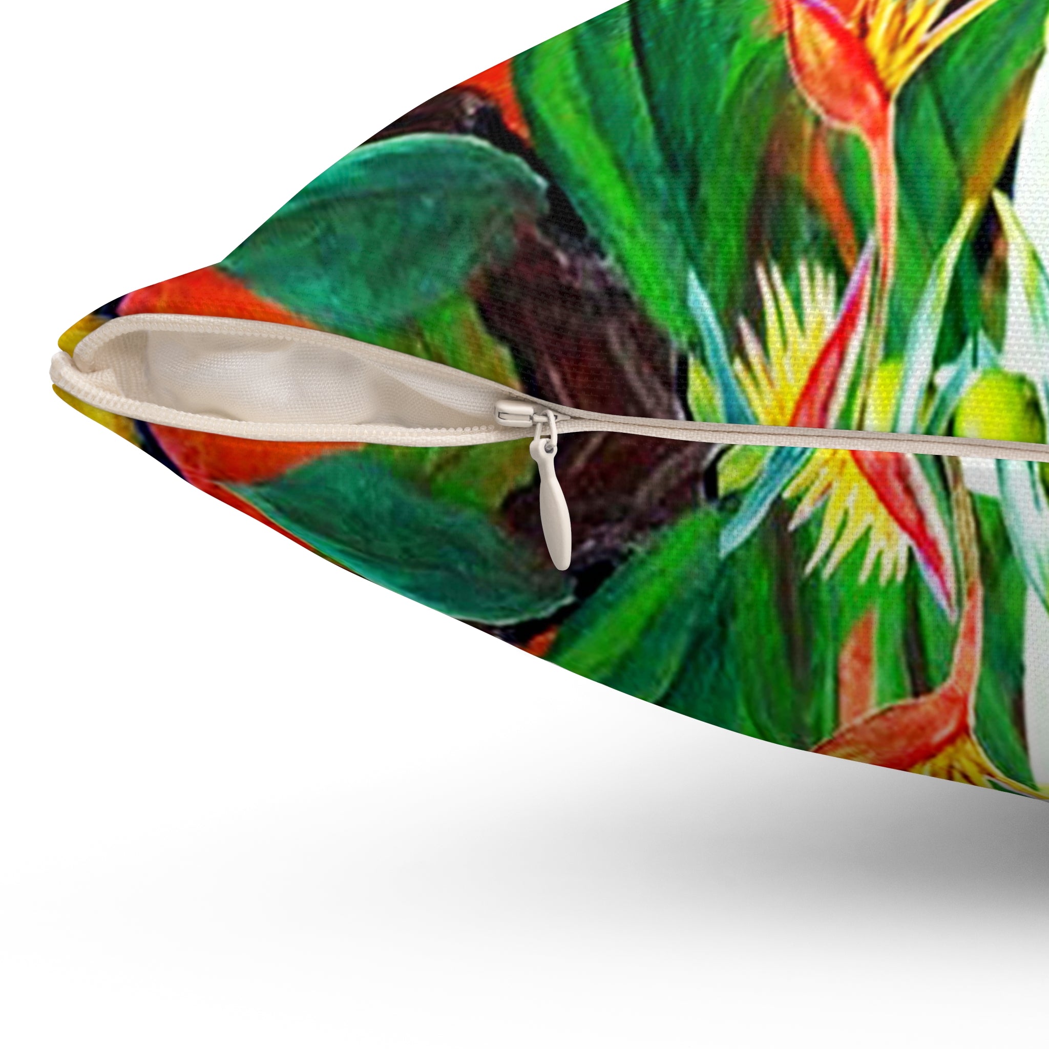 Square Pillow — Tropical Parrot 'It's 5 O'Clock Somewhere' Cocktail Design