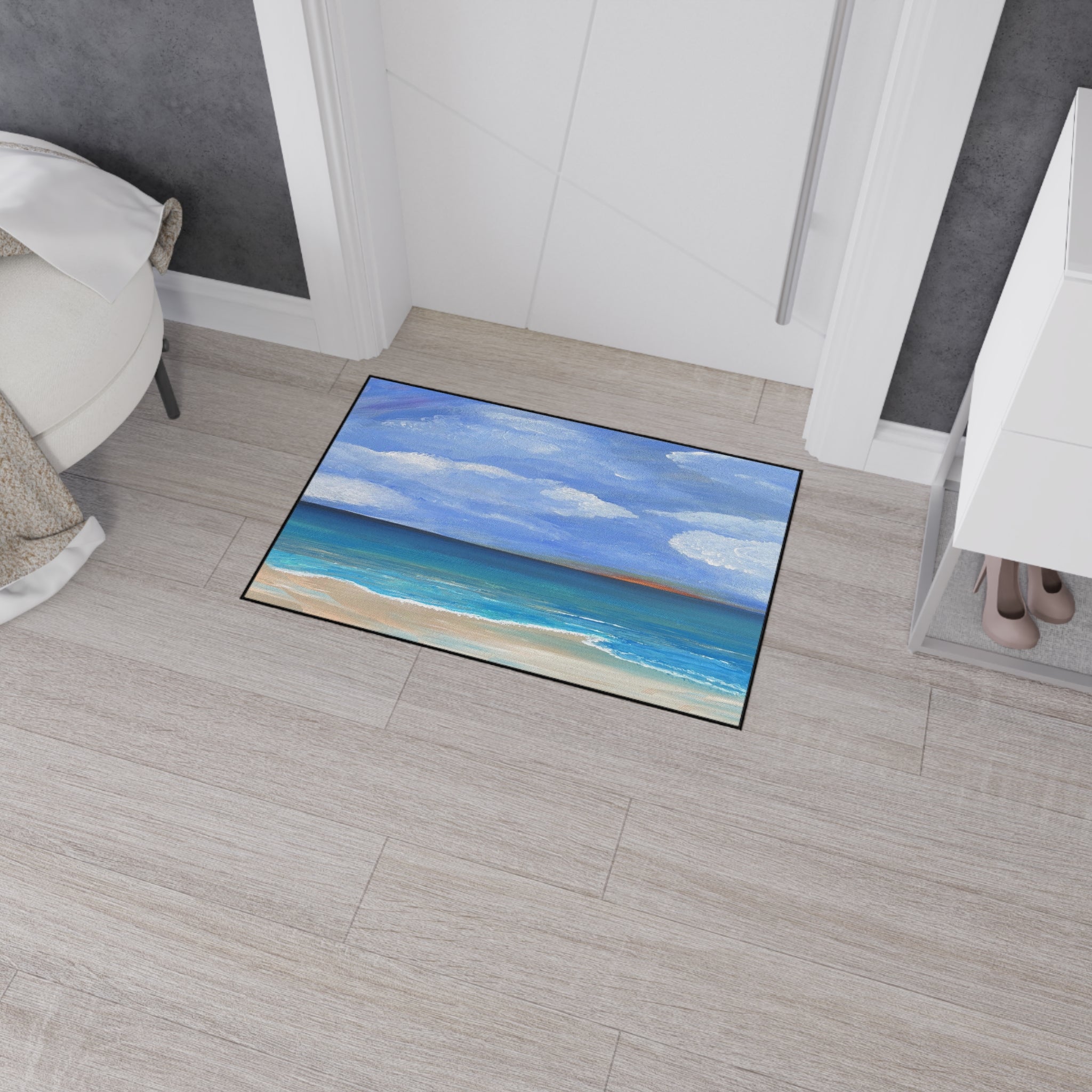 Coastal Calm Heavy-Duty Floor Mat — Ocean Beach Seascape Doormat
