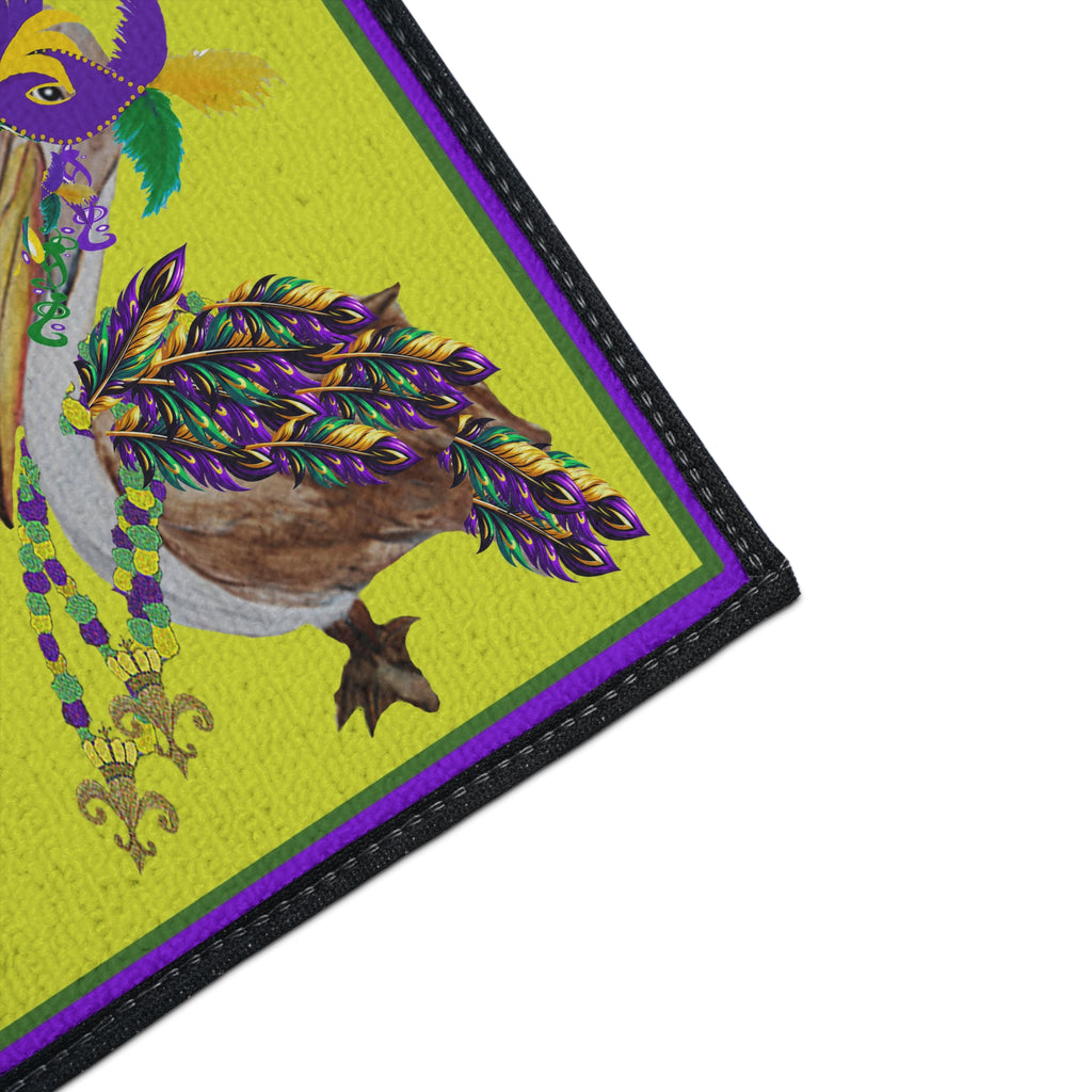 Pelican Mardi Gras adorned in beach home decor Heavy Duty Floor Mat rug