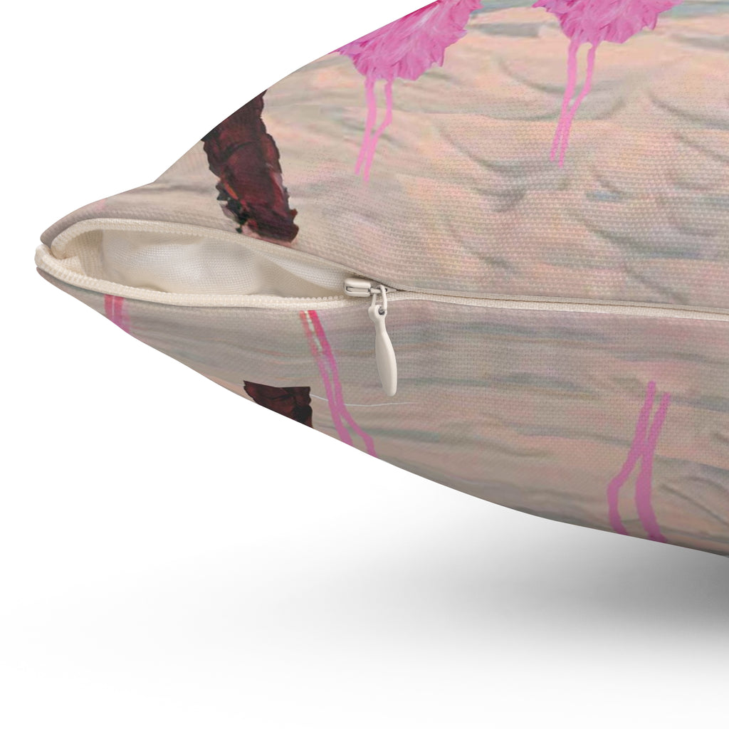 Tropical Flamingo Pillow - Pink Flamingo Beach Decorative Throw Pillow