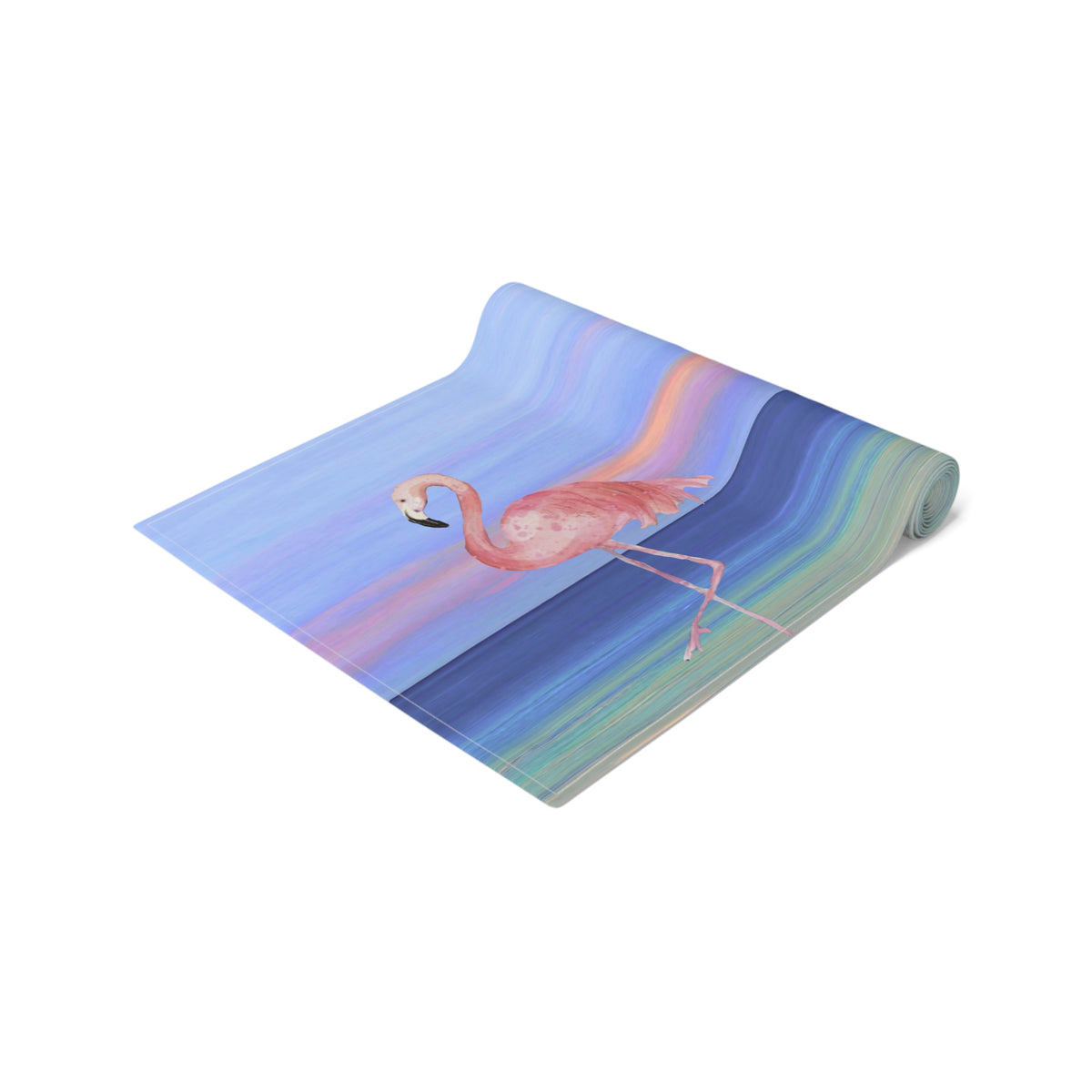 Flamingo Tropical Theme Table Runner — Pastel Beach Coastal Dinner Décor