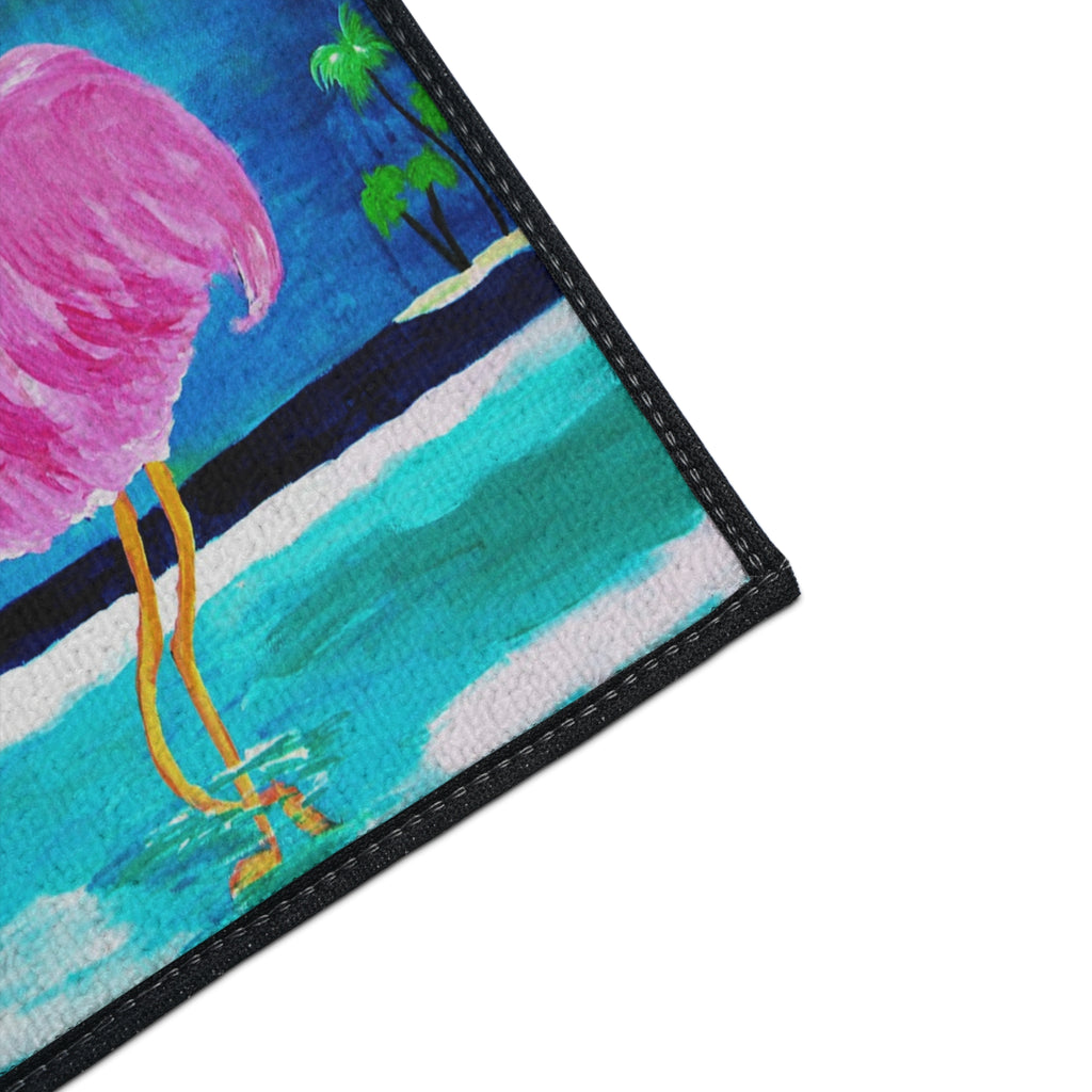 Welcome Flamingo Beach Mat — Heavy-Duty Tropical Welcome Doormat