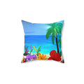 Tropical Beach Pillow - Palm Trees & Hibiscus Decorative Throw