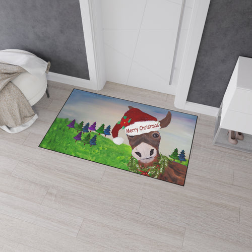 Christmas Donkey Floor Mat — Merry Christmas Holiday Welcome Rug