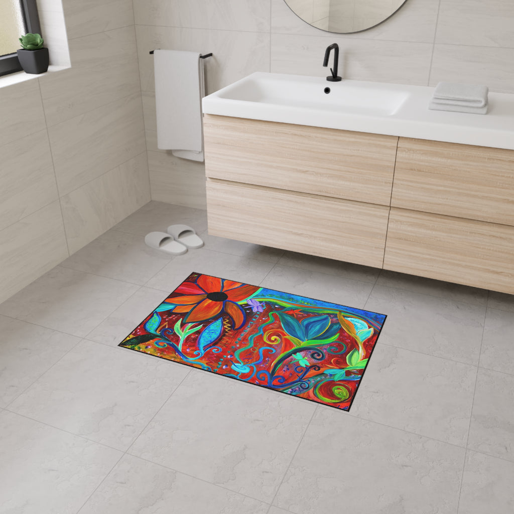 Colorful Floral Heavy-Duty Floor Mat — Bright Botanical Entry Rug