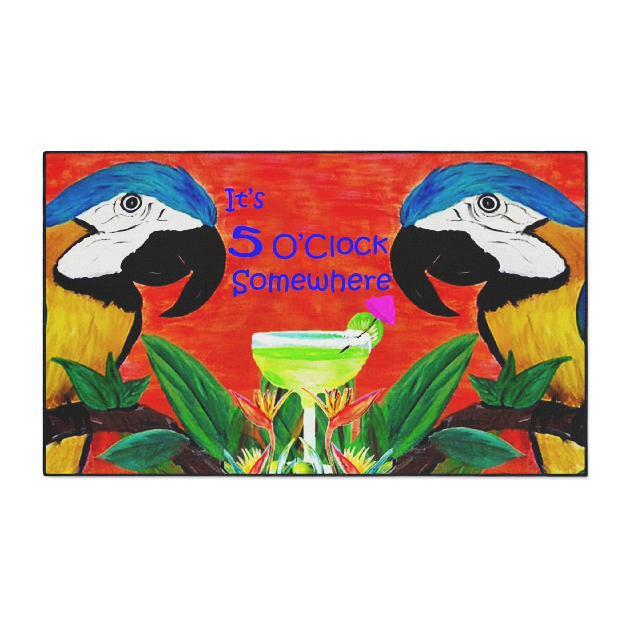 Parrot head It's 5 O' clock somewhere Doormat