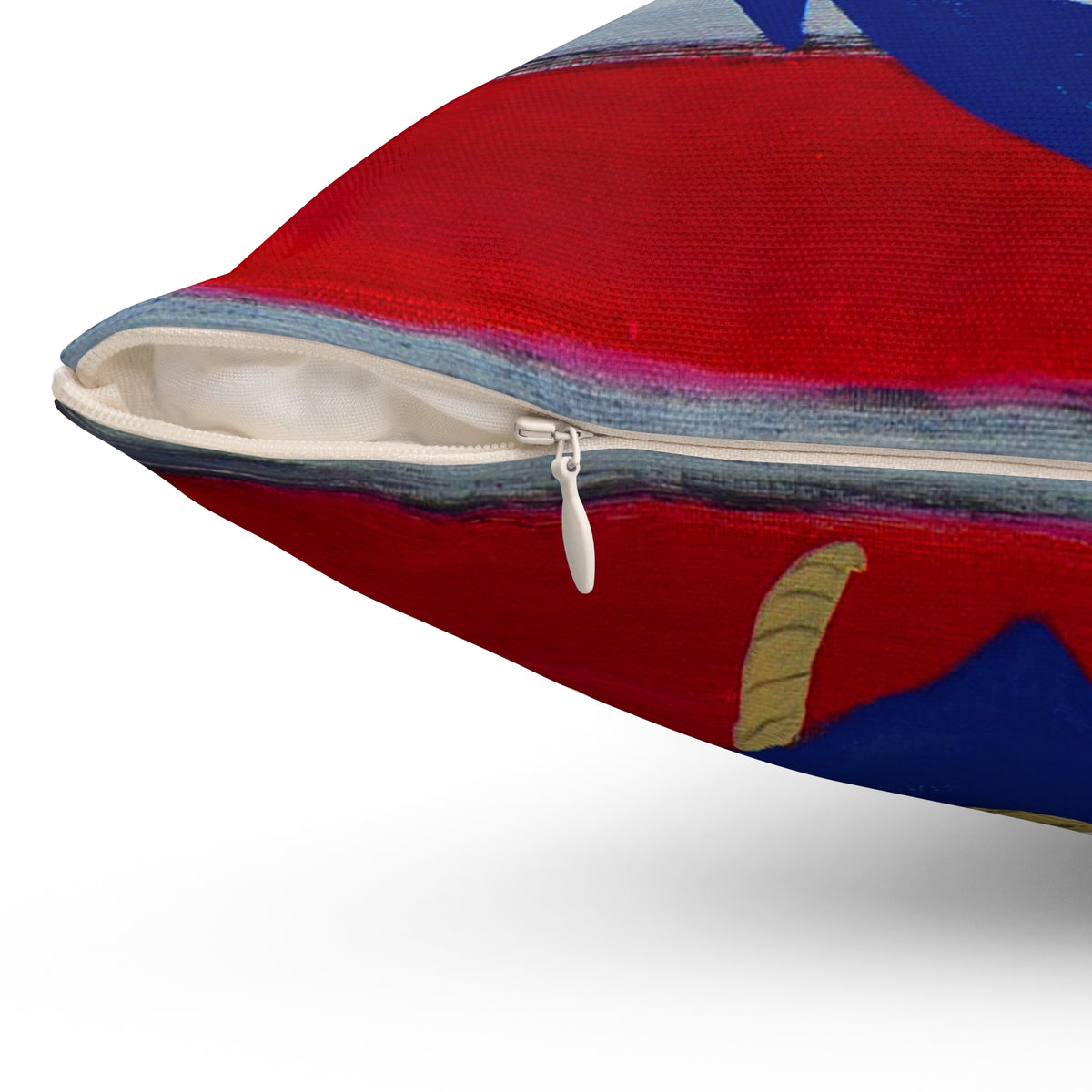 Nautical Anchor Pillow — Red & White Stripe Decorative Throw