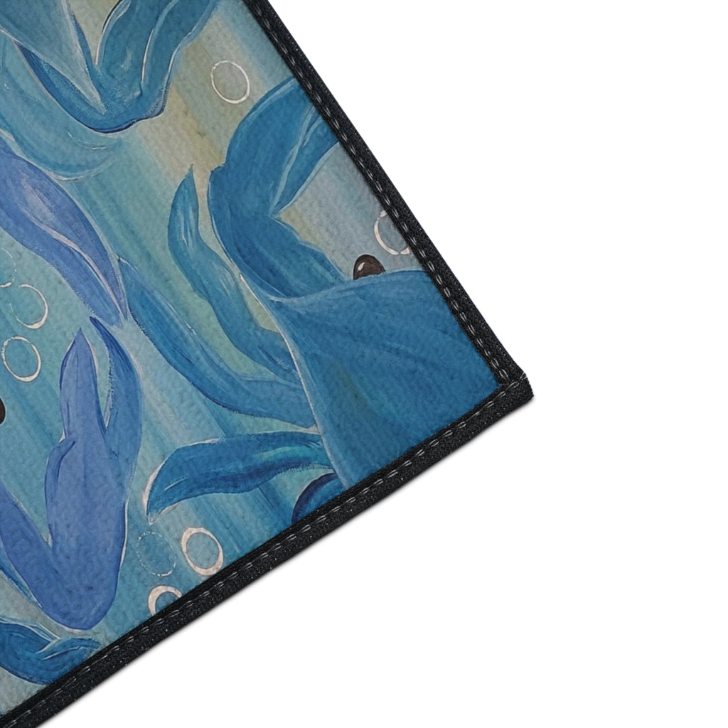 Blue Crab party Ocean Waves Heavy-Duty Floor Mat — Abstract Seascape Entrance Mat