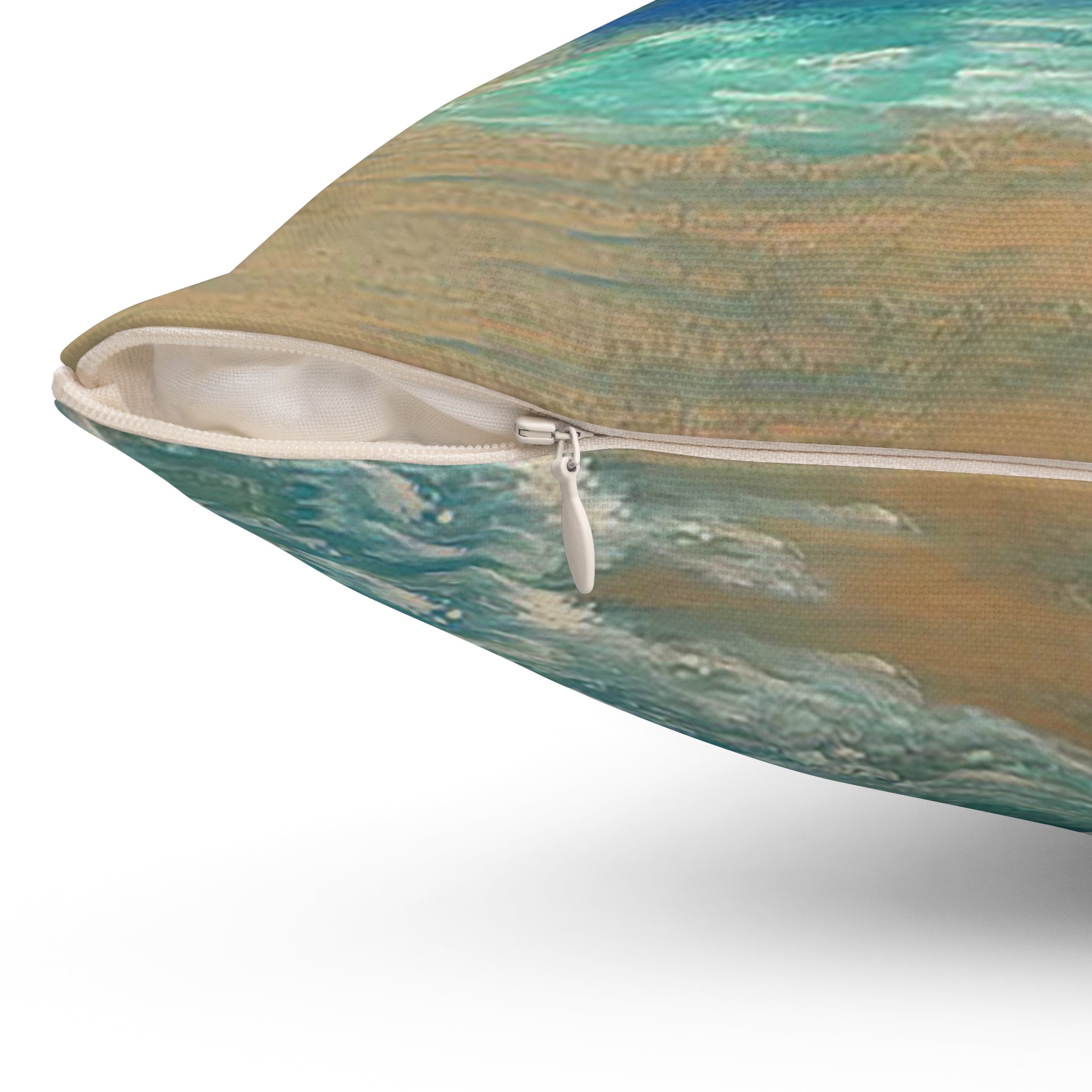 Coastal Sunset Pillow — Ocean Beach Art Square Throw Pillow