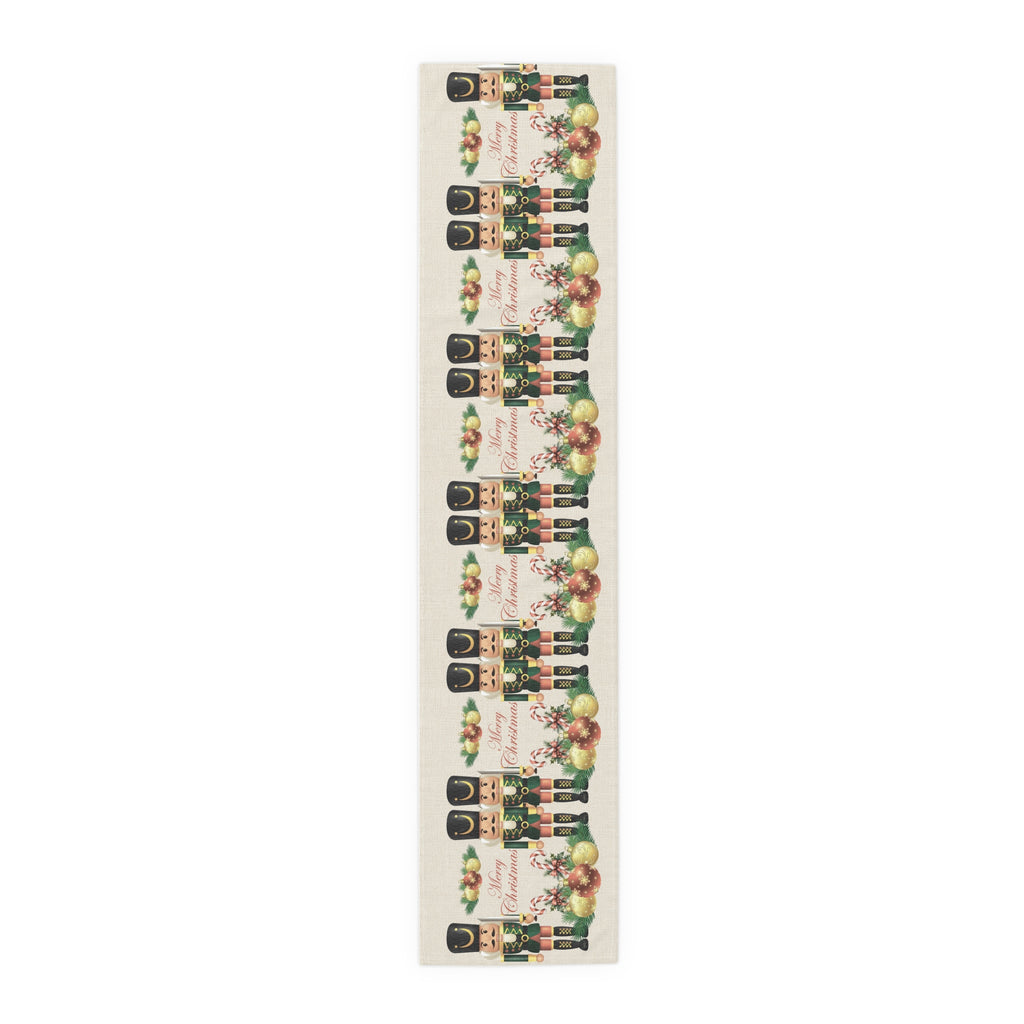 Nutcracker Christmas Table Runner — "Merry Christmas" Holiday Table Decor