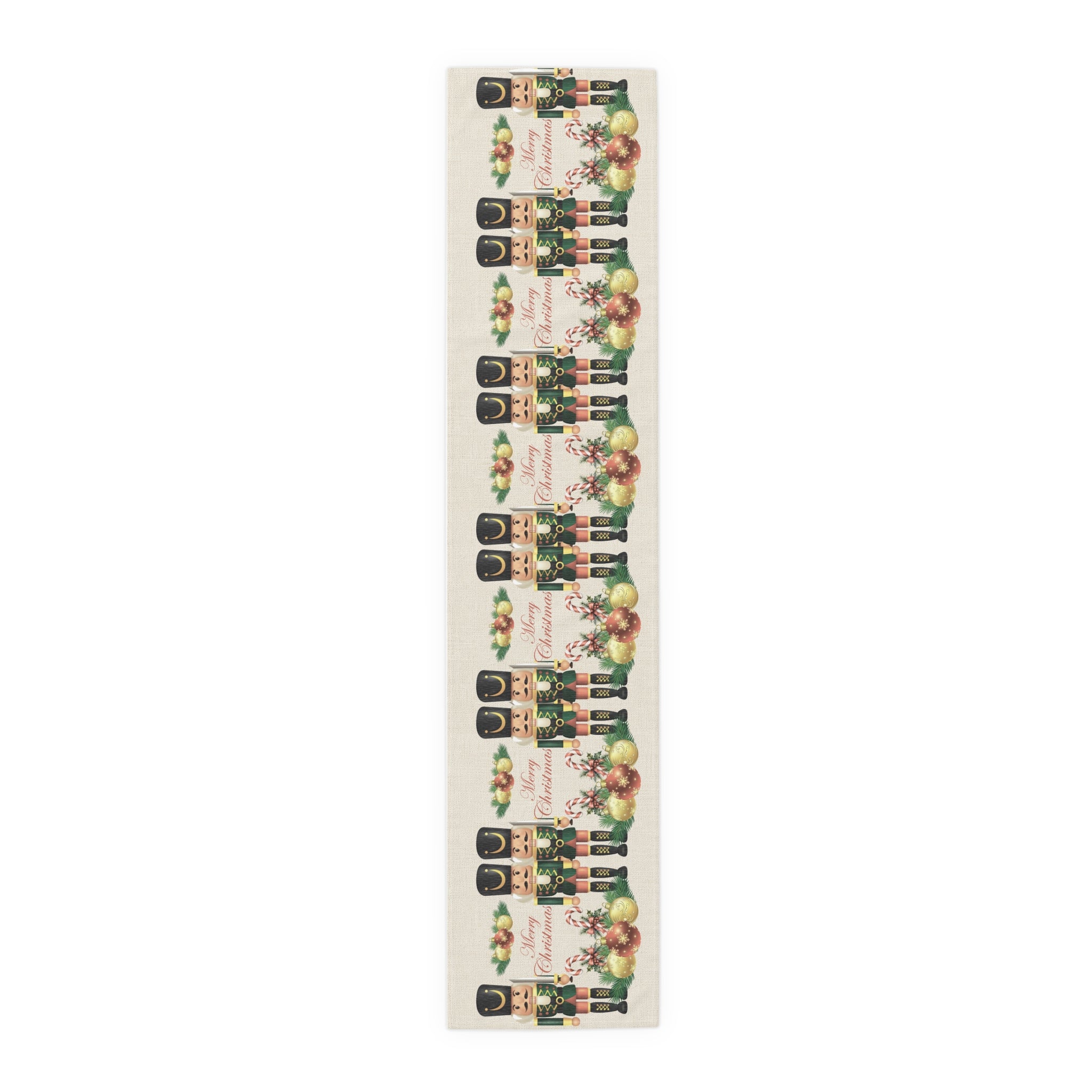 Nutcracker Christmas Table Runner — "Merry Christmas" Holiday Table Decor