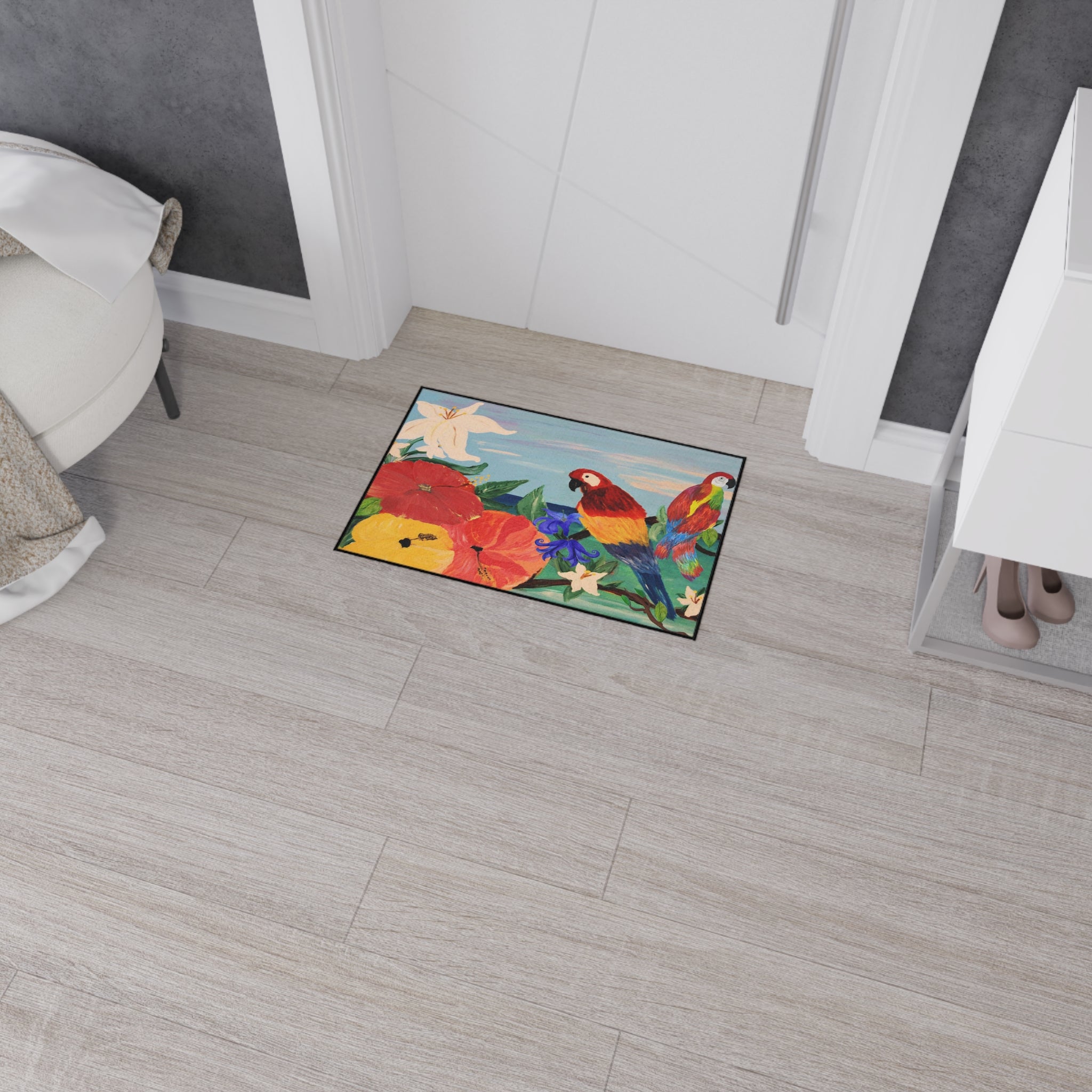 Tropical Parrot Door Mat — Heavy Duty Floral Floor Mat