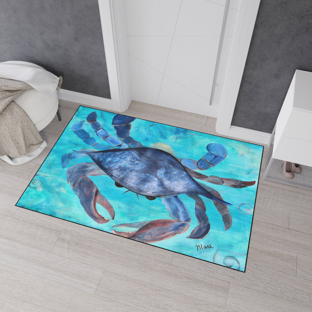 Blue Crab Coastal Floor Mat — Heavy Duty Ocean-Themed Doormat