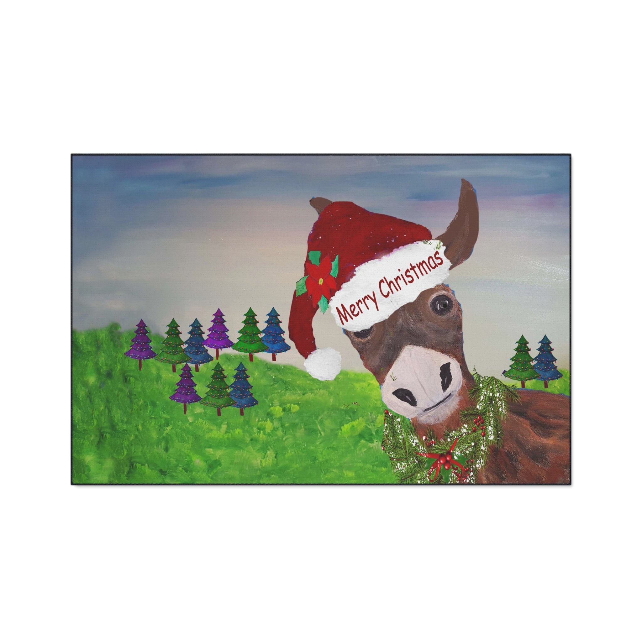 Christmas Donkey Floor Mat — Merry Christmas Holiday Welcome Rug