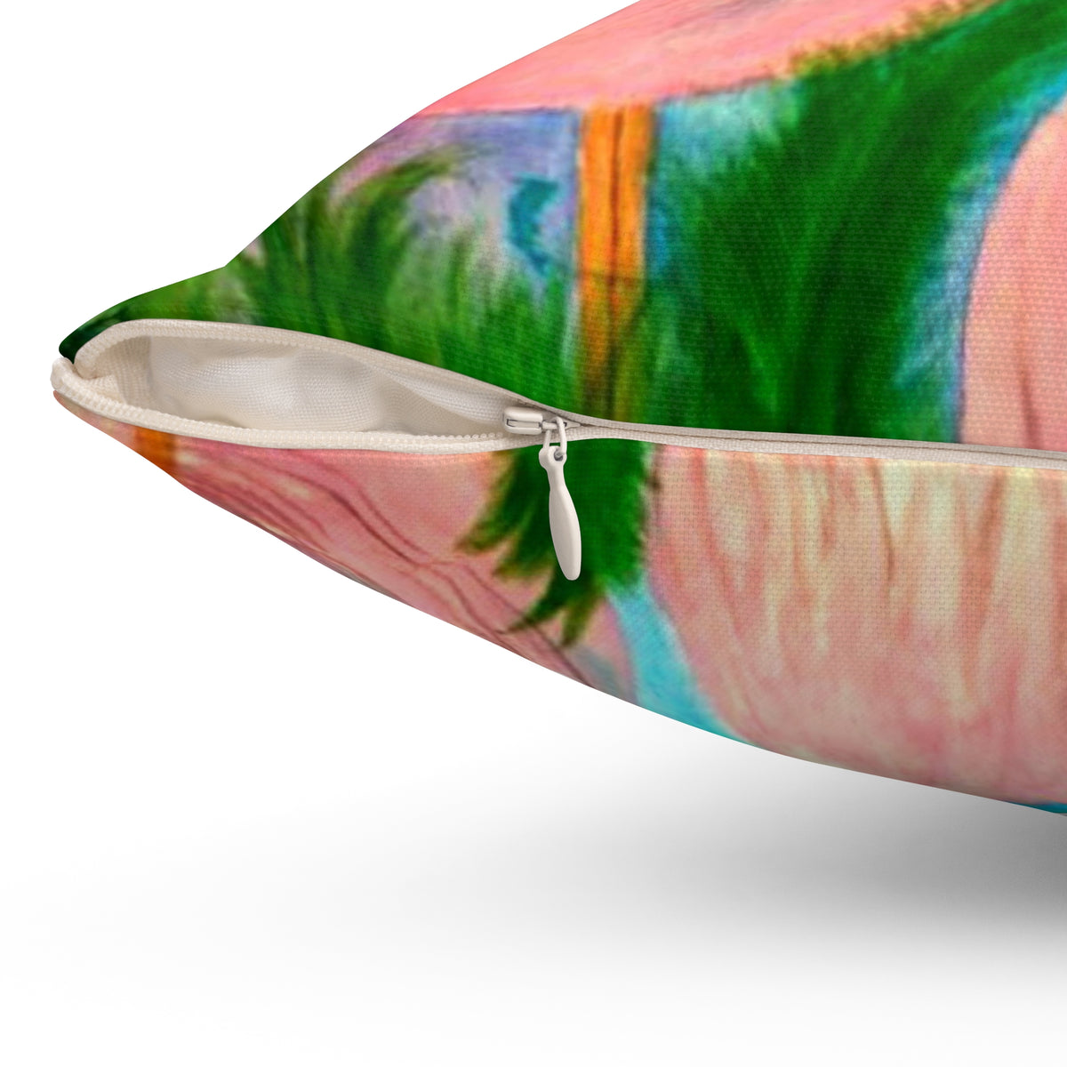 Pink Flamingo Tropical Pillow - Decorative Square Throw Cushion