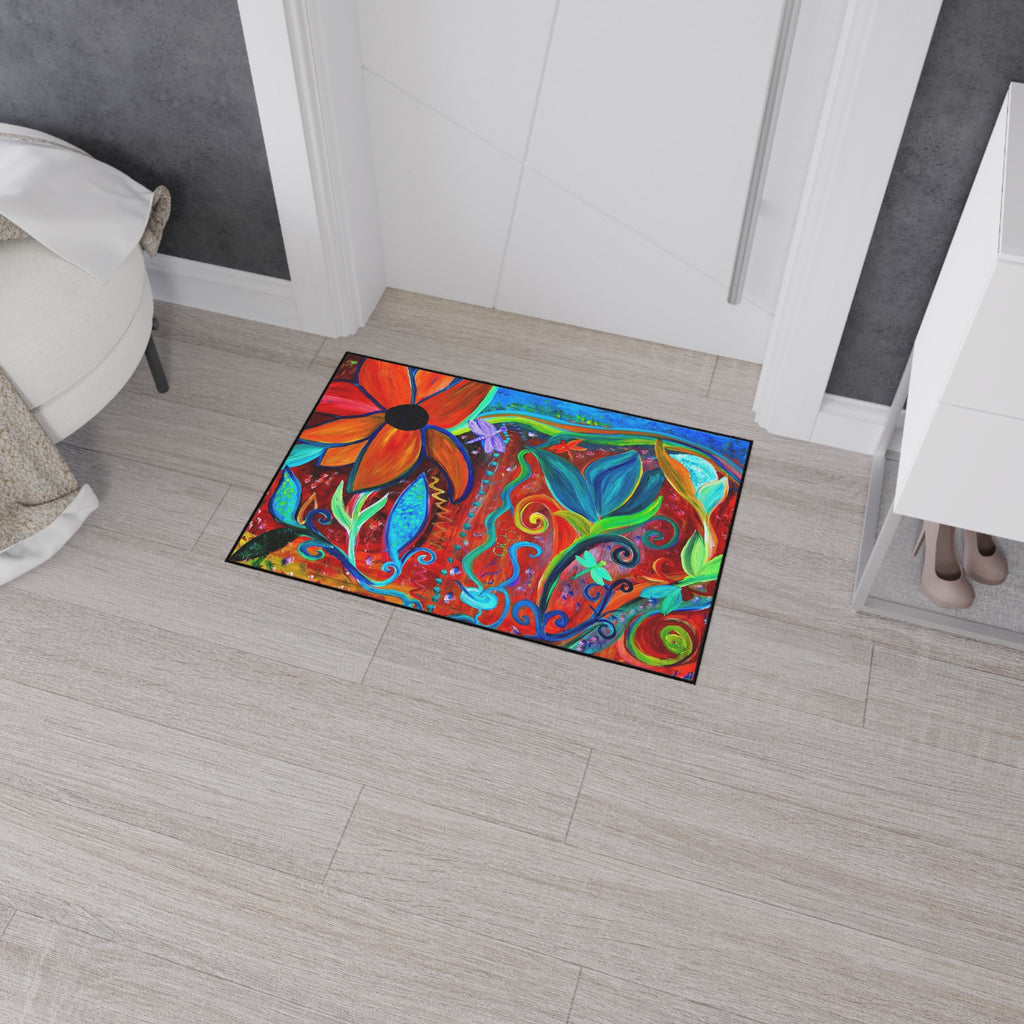 Colorful Floral Heavy-Duty Floor Mat — Bright Botanical Entry Rug