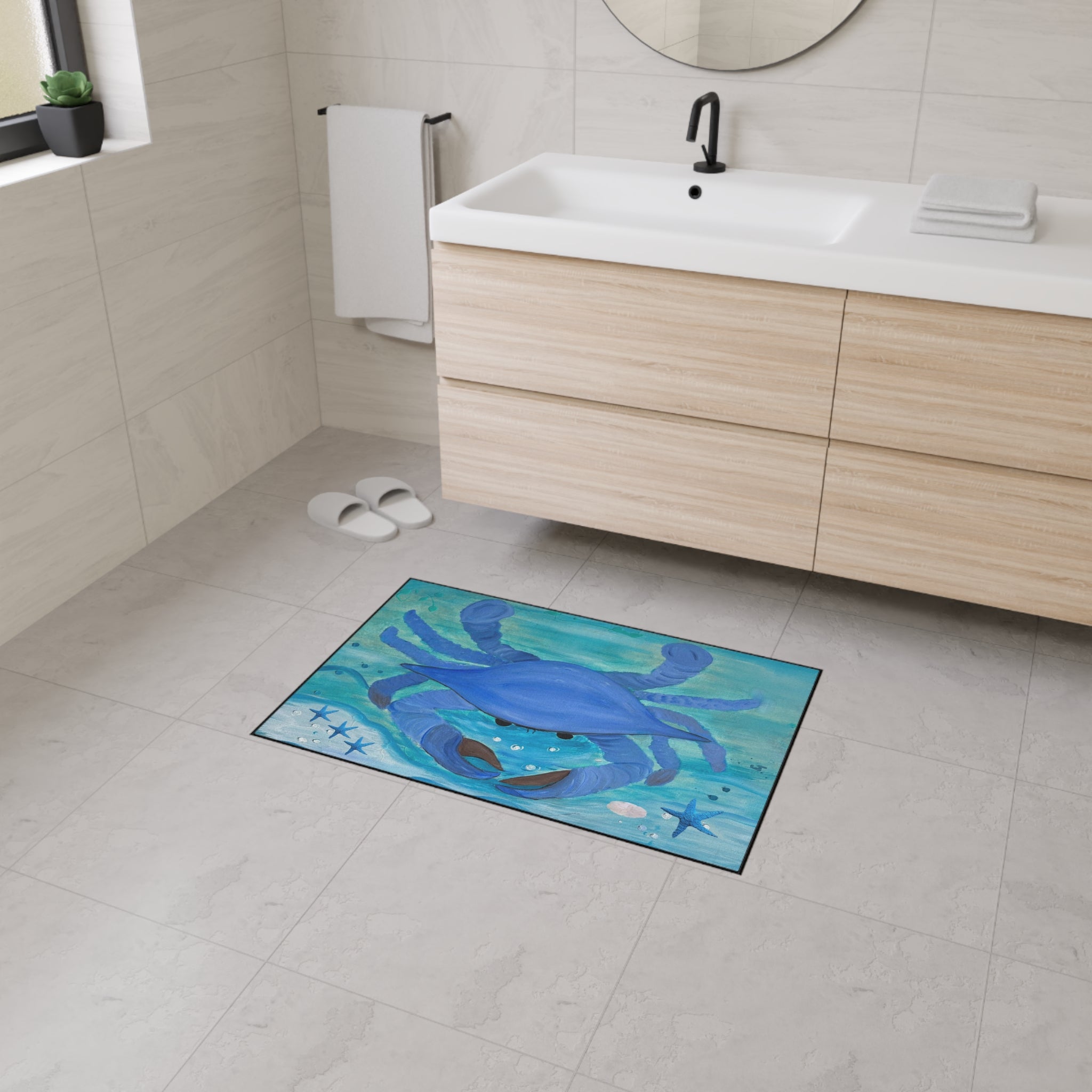 Blue Crab Beach Floor Mat – Coastal Ocean Decor Doormat