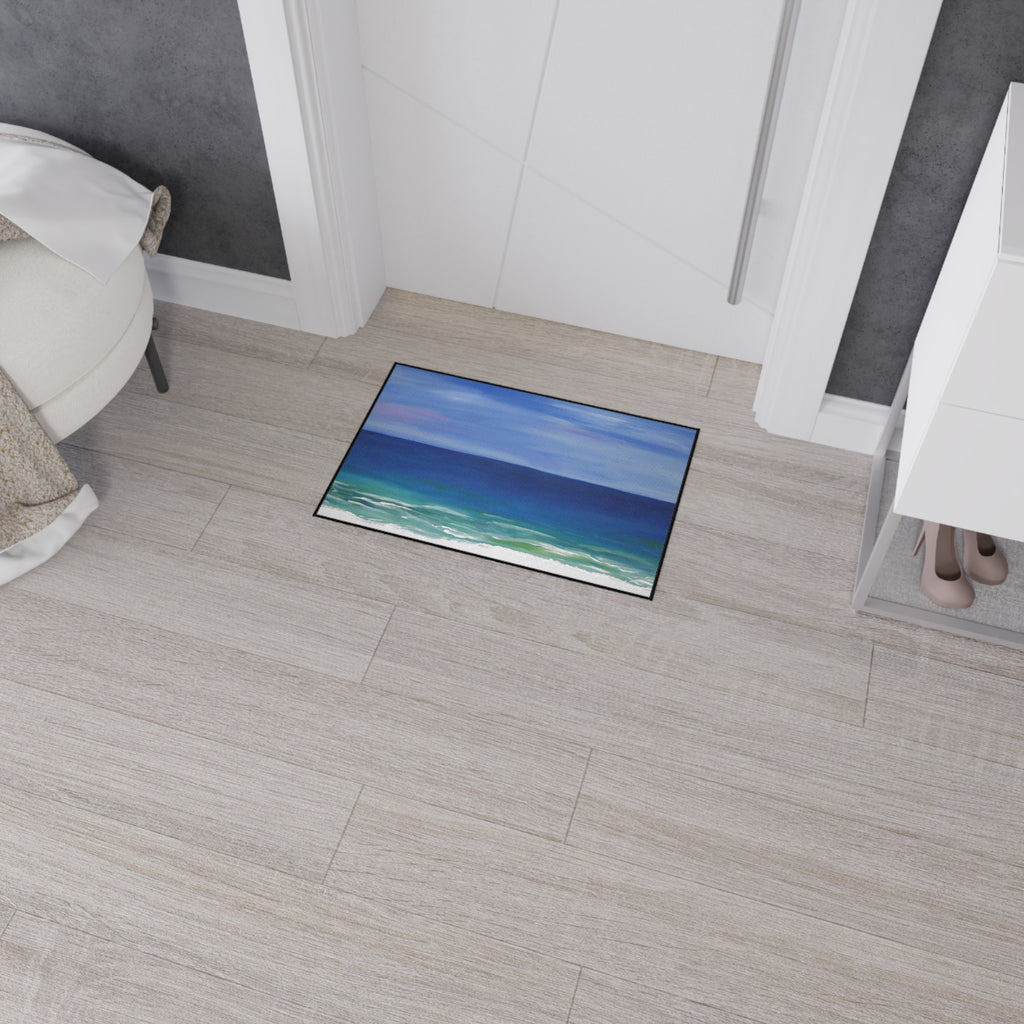Coastal Beautiful Beach Heavy-Duty Floor Mat — Ocean Beach Seascape Entry Rug