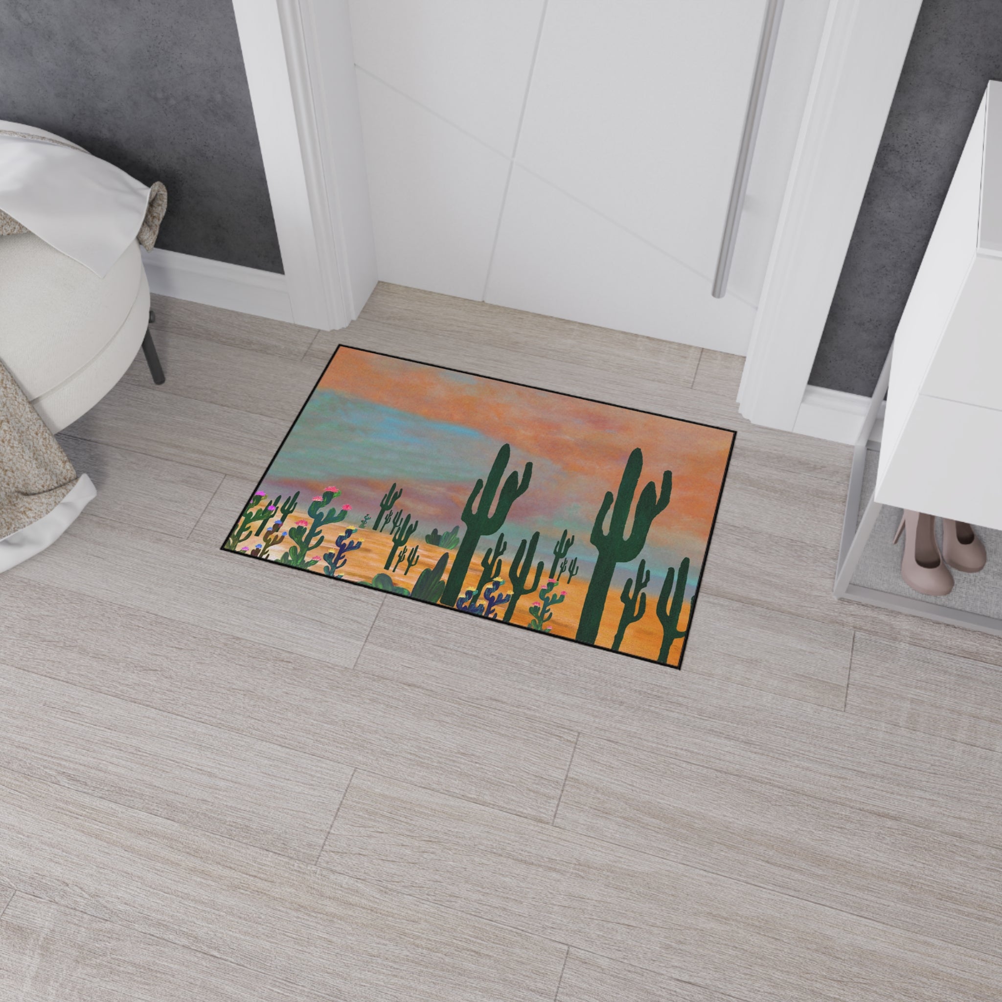 Desert Sunset Cactus Field Floor Mat