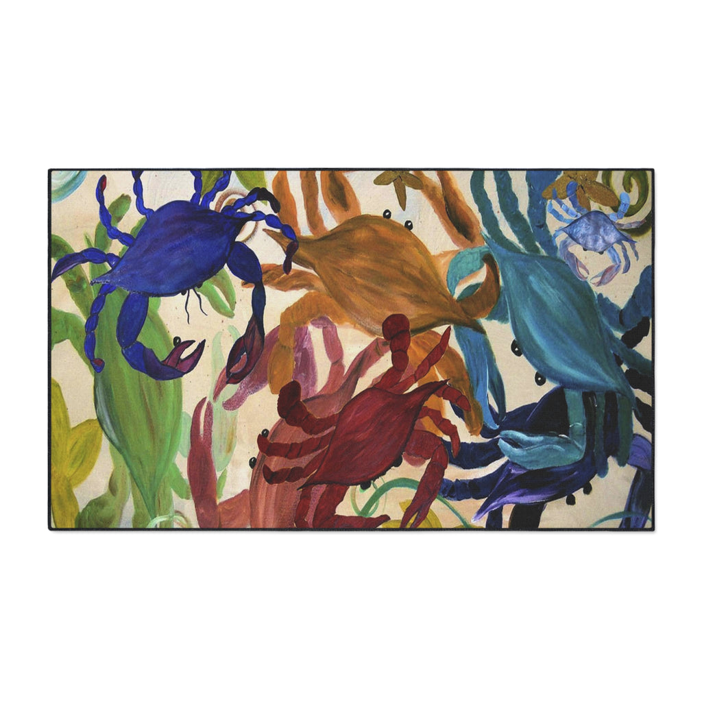 Crab Party Coastal Heavy-Duty Floor Mat — Colorful Crab Beach Doormat