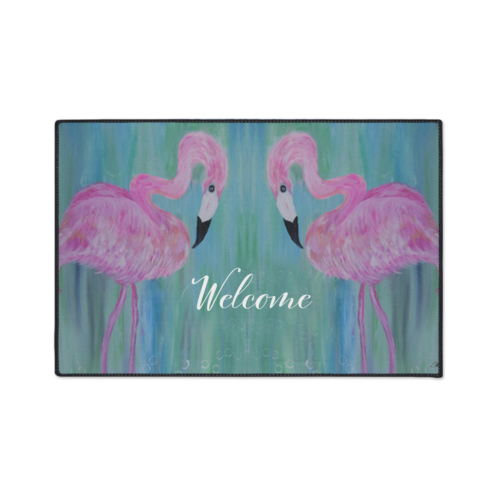 Welcome Pink Flamingo Floor Mat — Heavy Duty Welcome Doormat