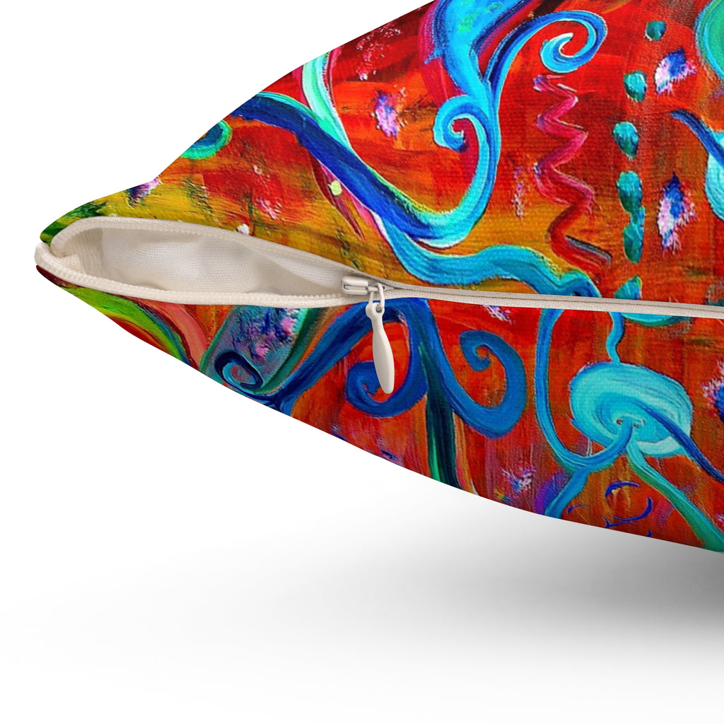 Vibrant Floral Art Pillow — Colorful Boho Garden Throw Pillow