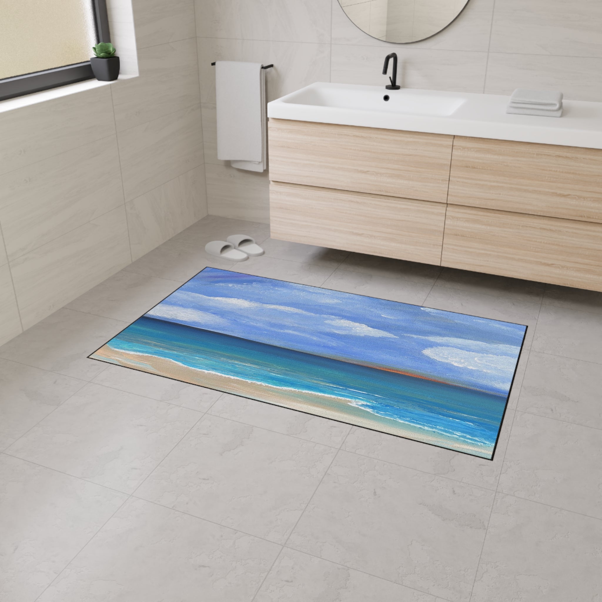 Coastal Calm Heavy-Duty Floor Mat — Ocean Beach Seascape Doormat