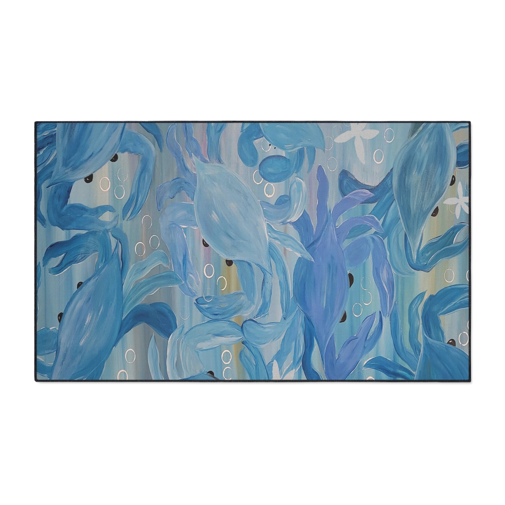 Blue Crab party Ocean Waves Heavy-Duty Floor Mat — Abstract Seascape Entrance Mat