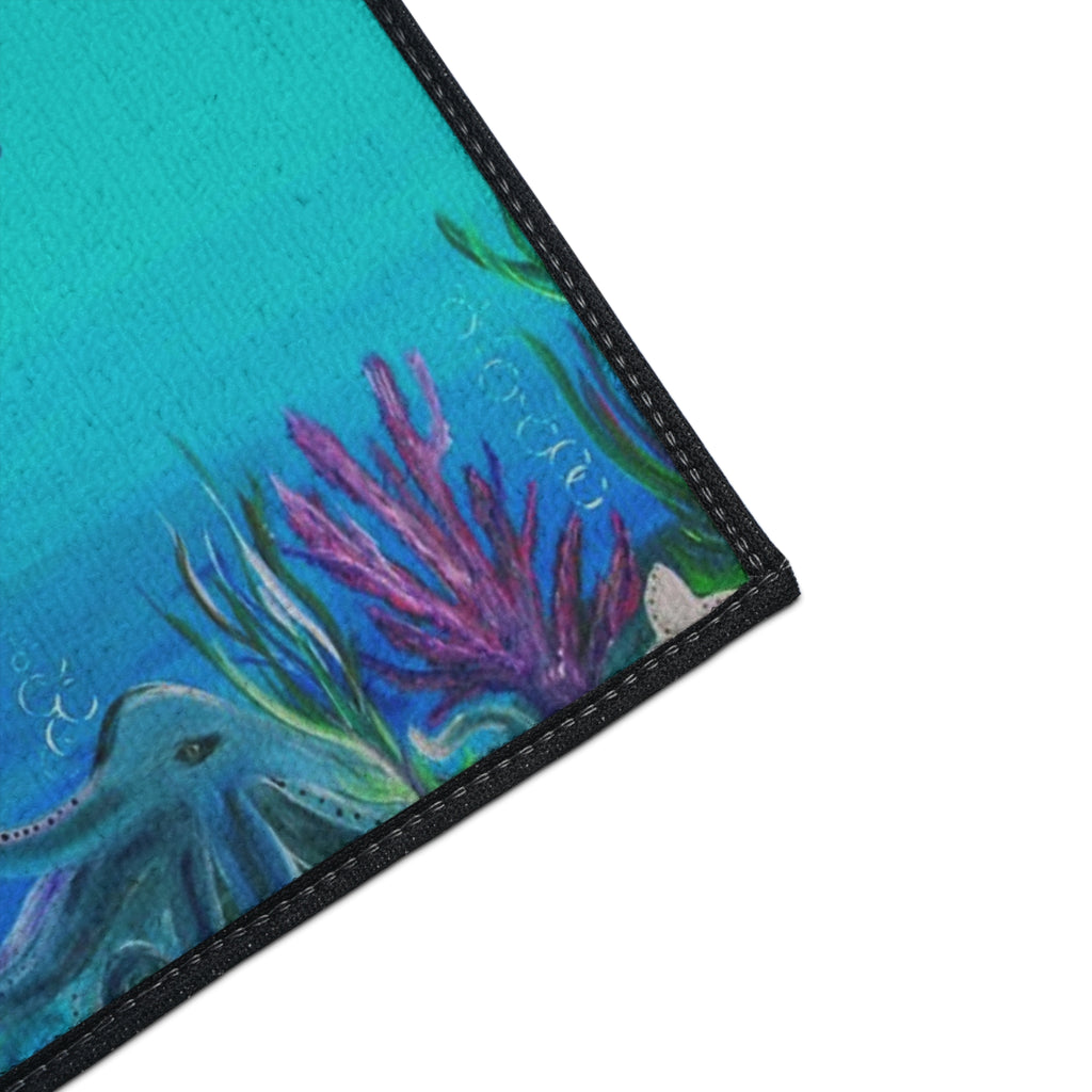 Underwater Mermaid and Whale Floor Mat — Ocean Wildlife Heavy Duty Doormat