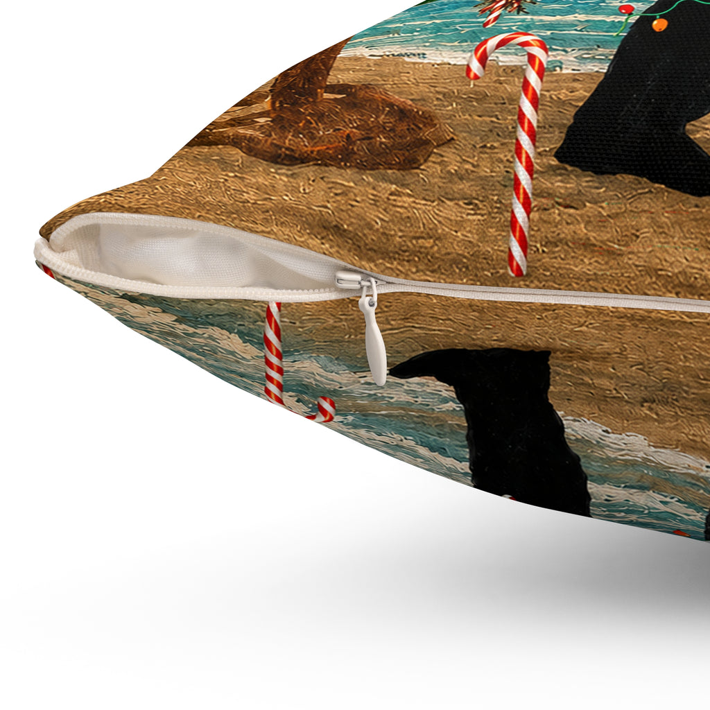 Believe Bigfoot Funny Nautical Holiday Christmas Throw Pillow