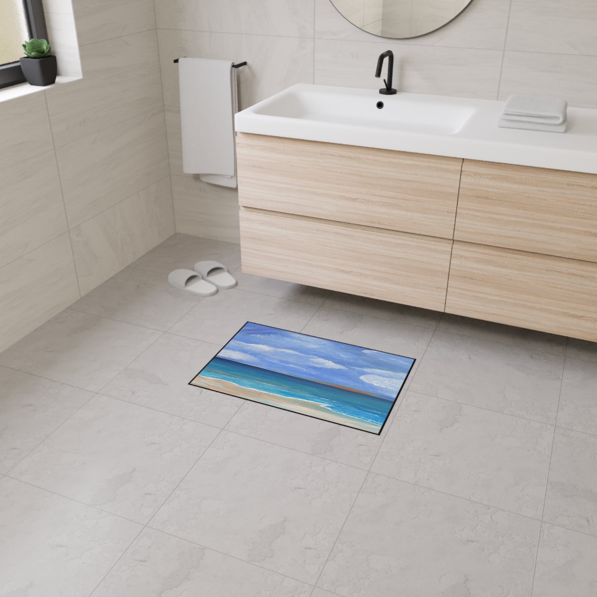 Coastal Calm Heavy-Duty Floor Mat — Ocean Beach Seascape Doormat