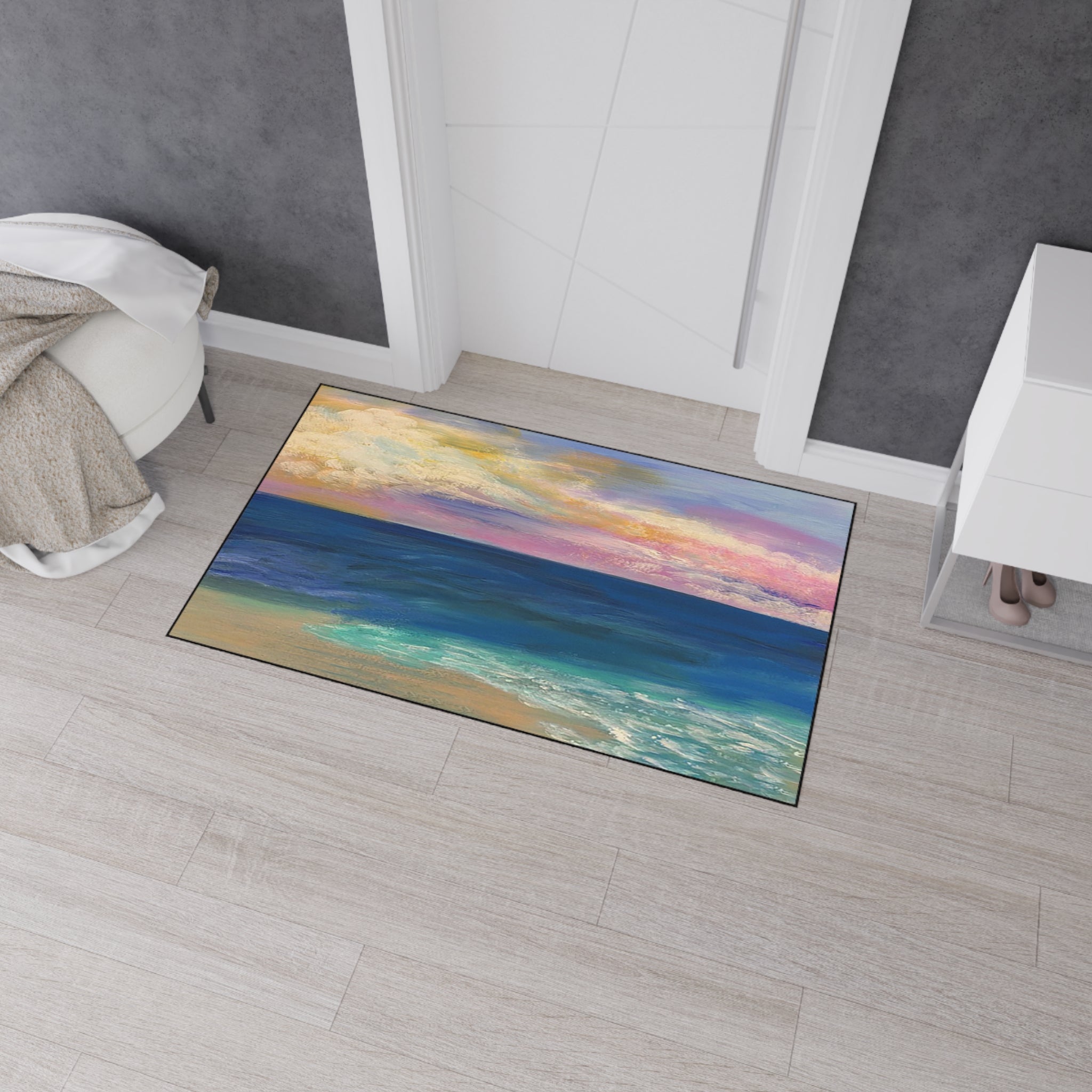 Beach Sunset Heavy-Duty Floor Mat — Coastal Ocean Wave Doormat